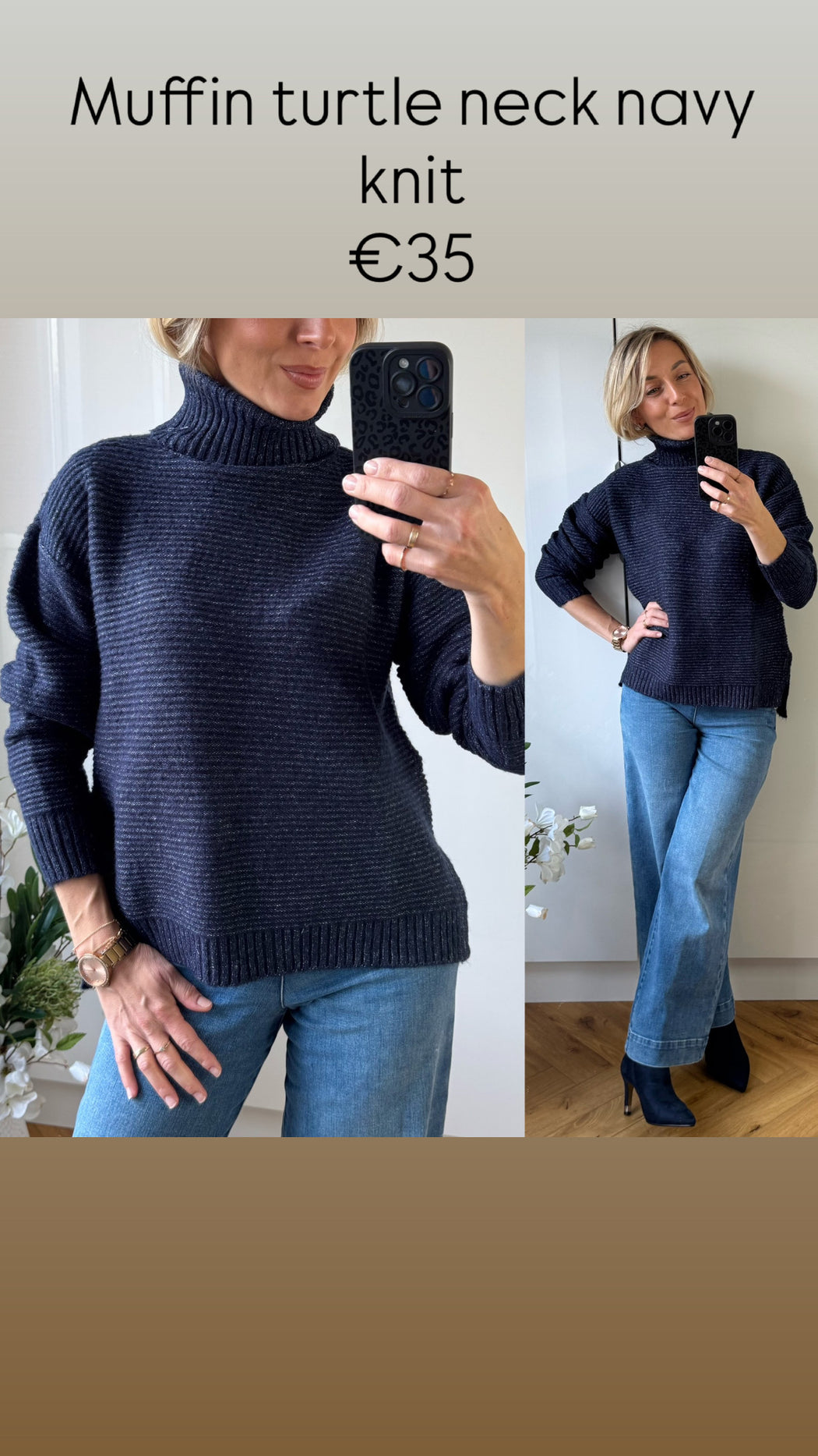 Muffin turtle neck navy knit