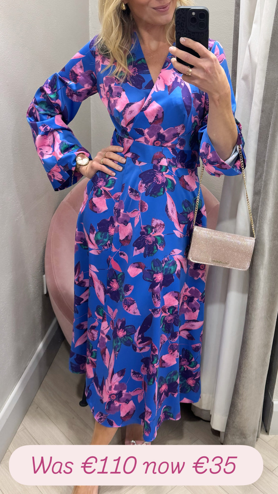 D10222 Floral a line midi dress