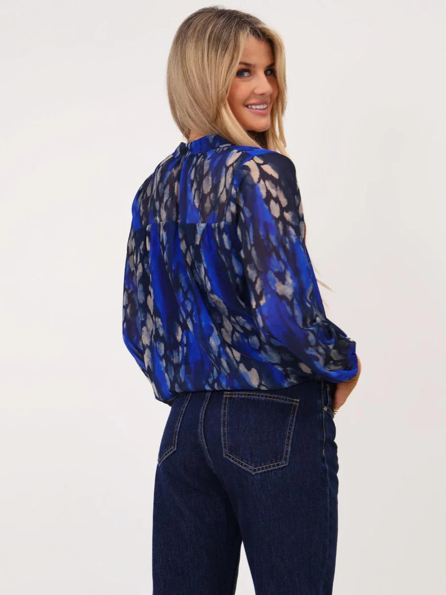 Abstract blue Bella band top
