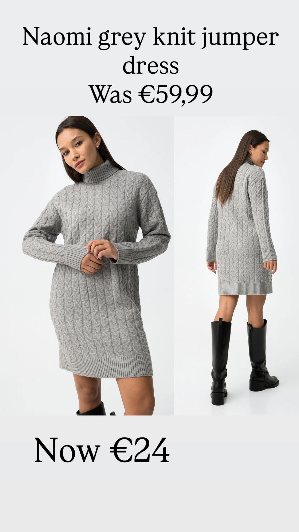 Naomi grey knit jumper dress