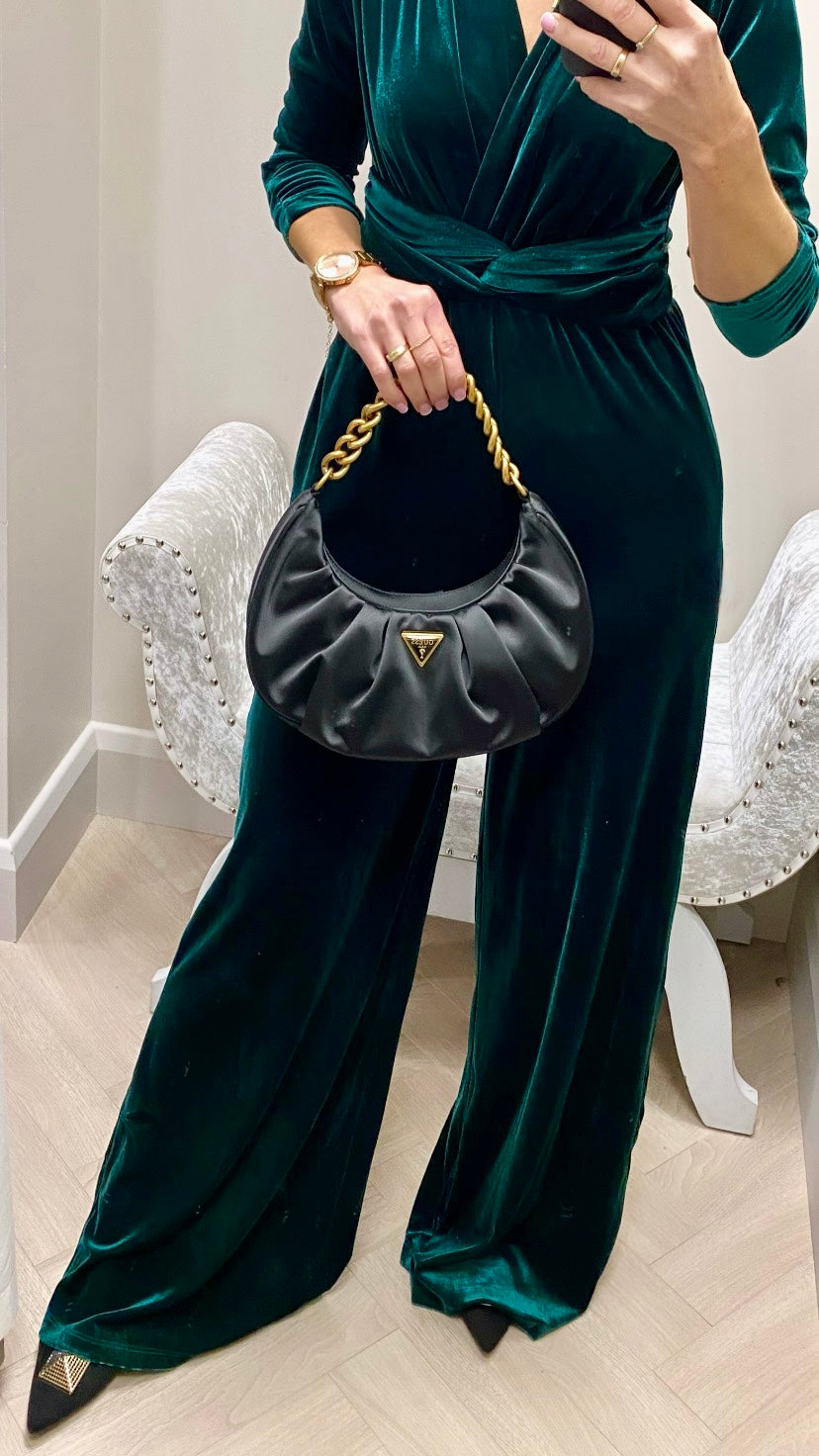 Sophia green velvet jumpsuit