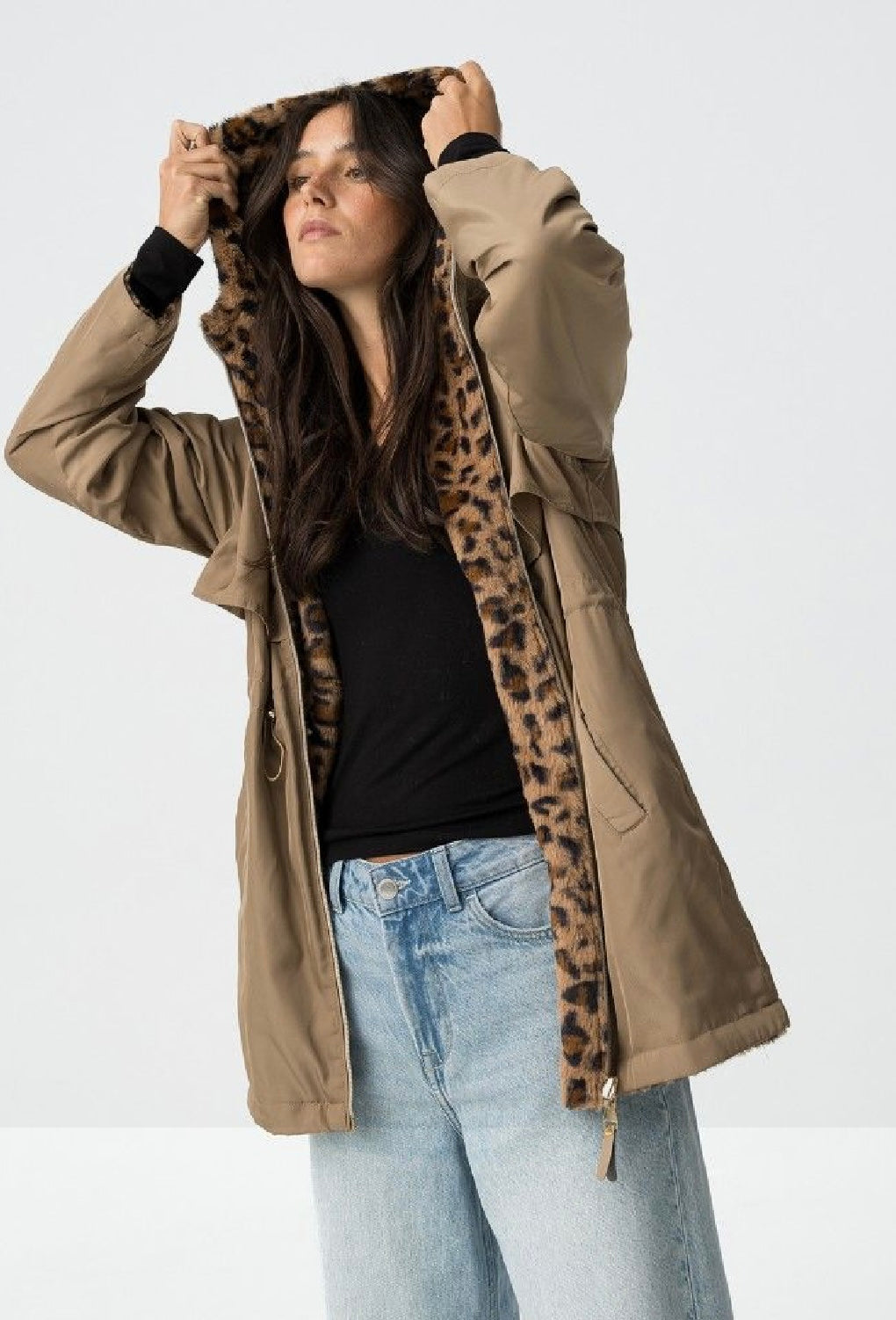 Rocky beige leopard reversible jacket