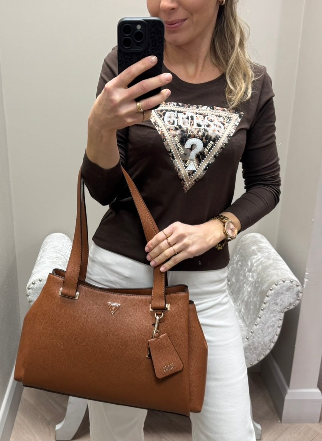 Guess brown long sleeved top w6r133j1314-GIEA