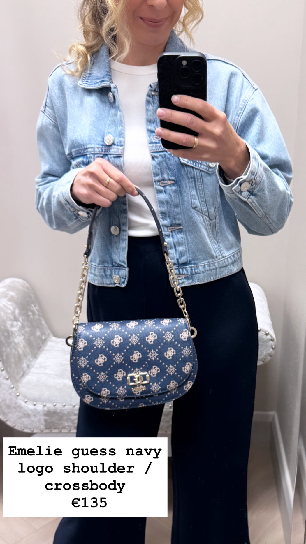 Emelie guess navy logo shoulder / crossbody BG950117
