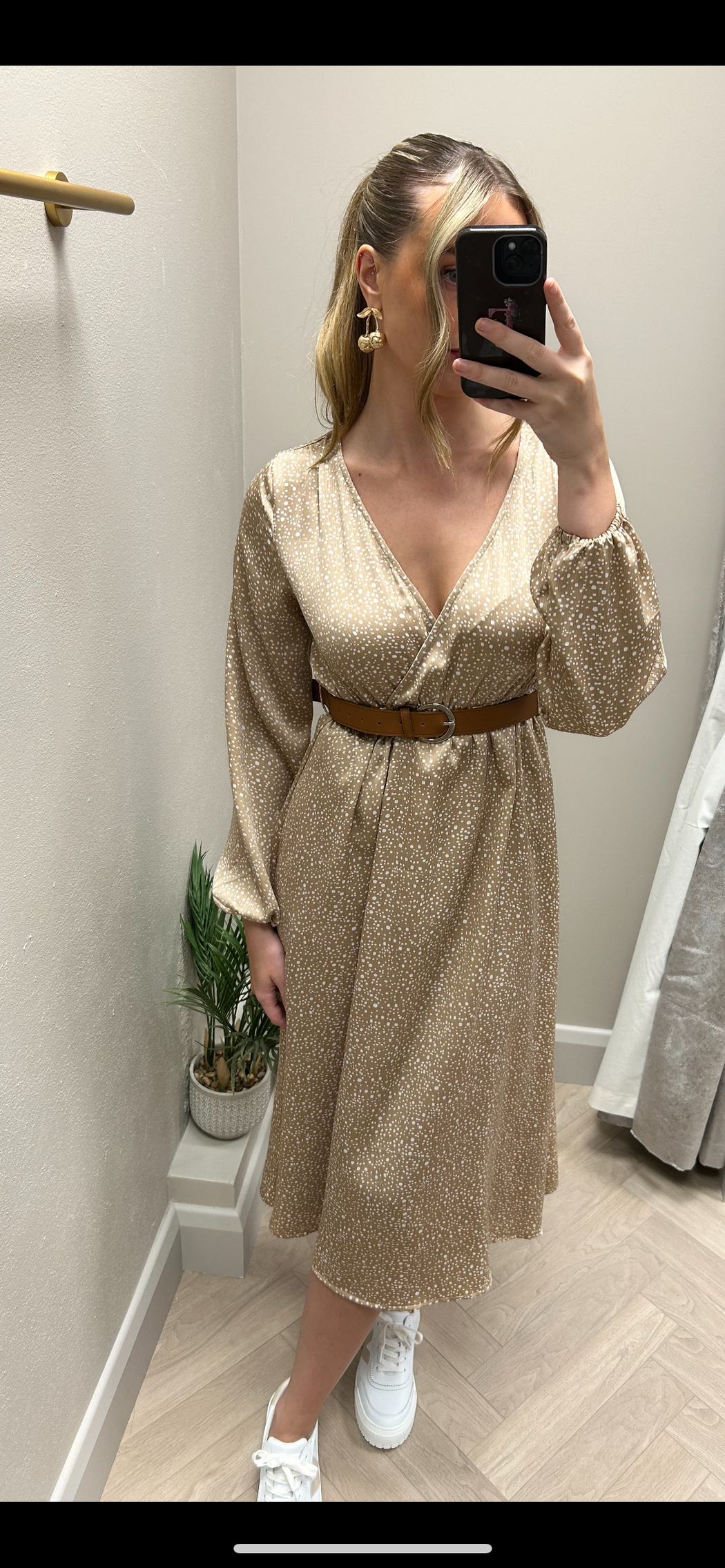 Laura beige print midi