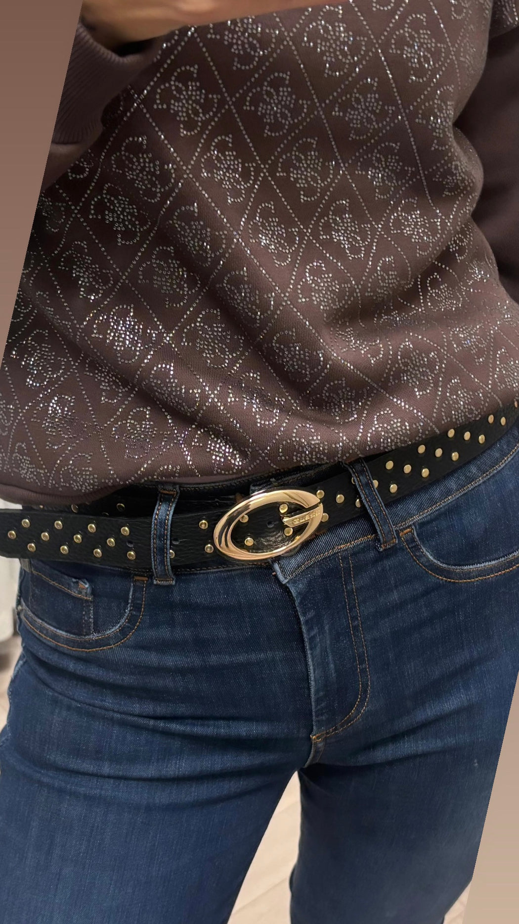 Guess black studded belt BW9502P6430 - BLA
