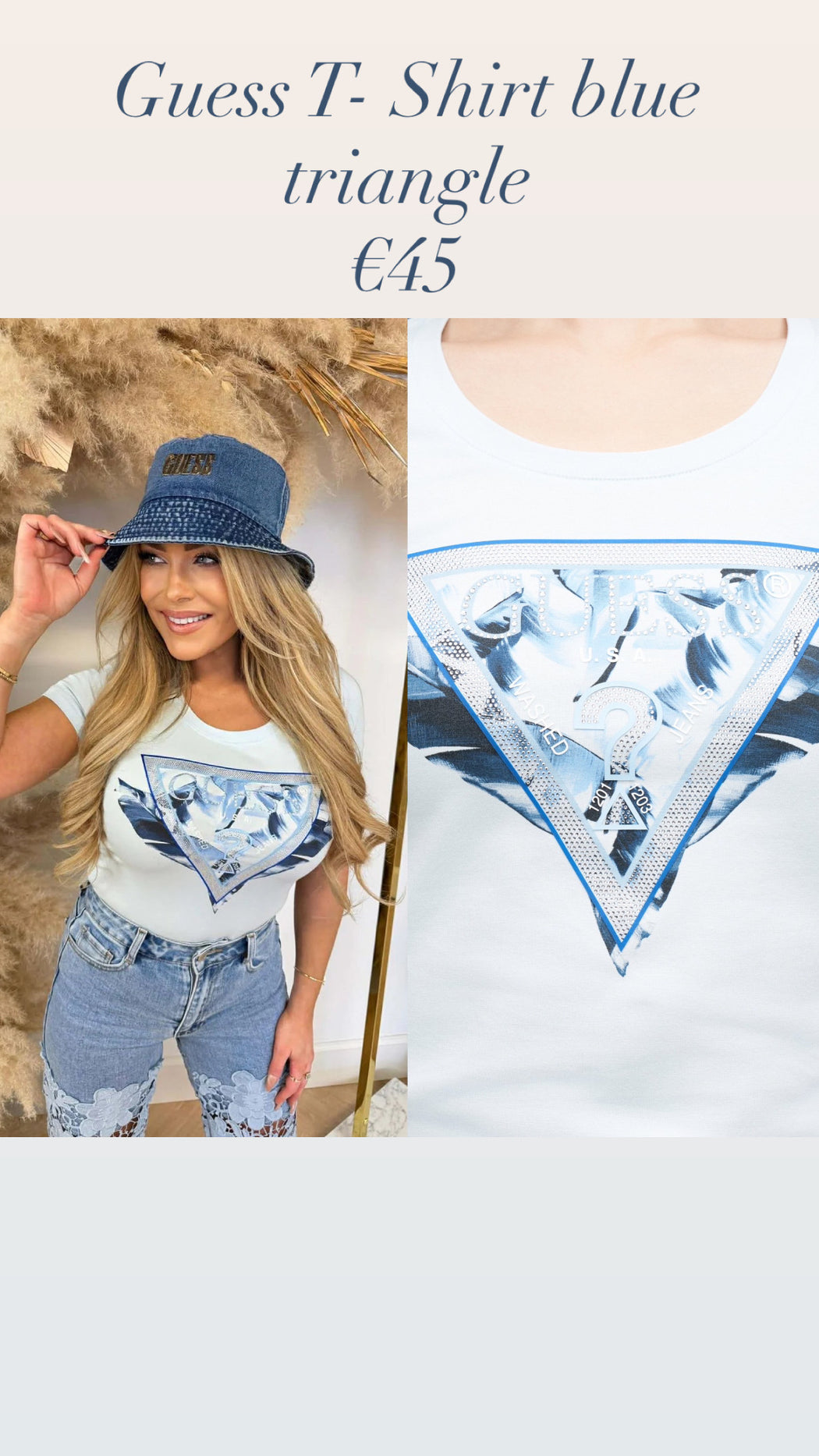 Guess T- Shirt blue triangle w6gl11k3026