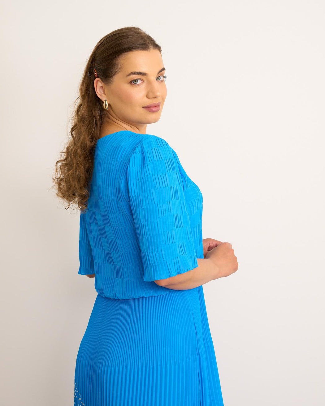 Santorini blue  polka dot midi dress