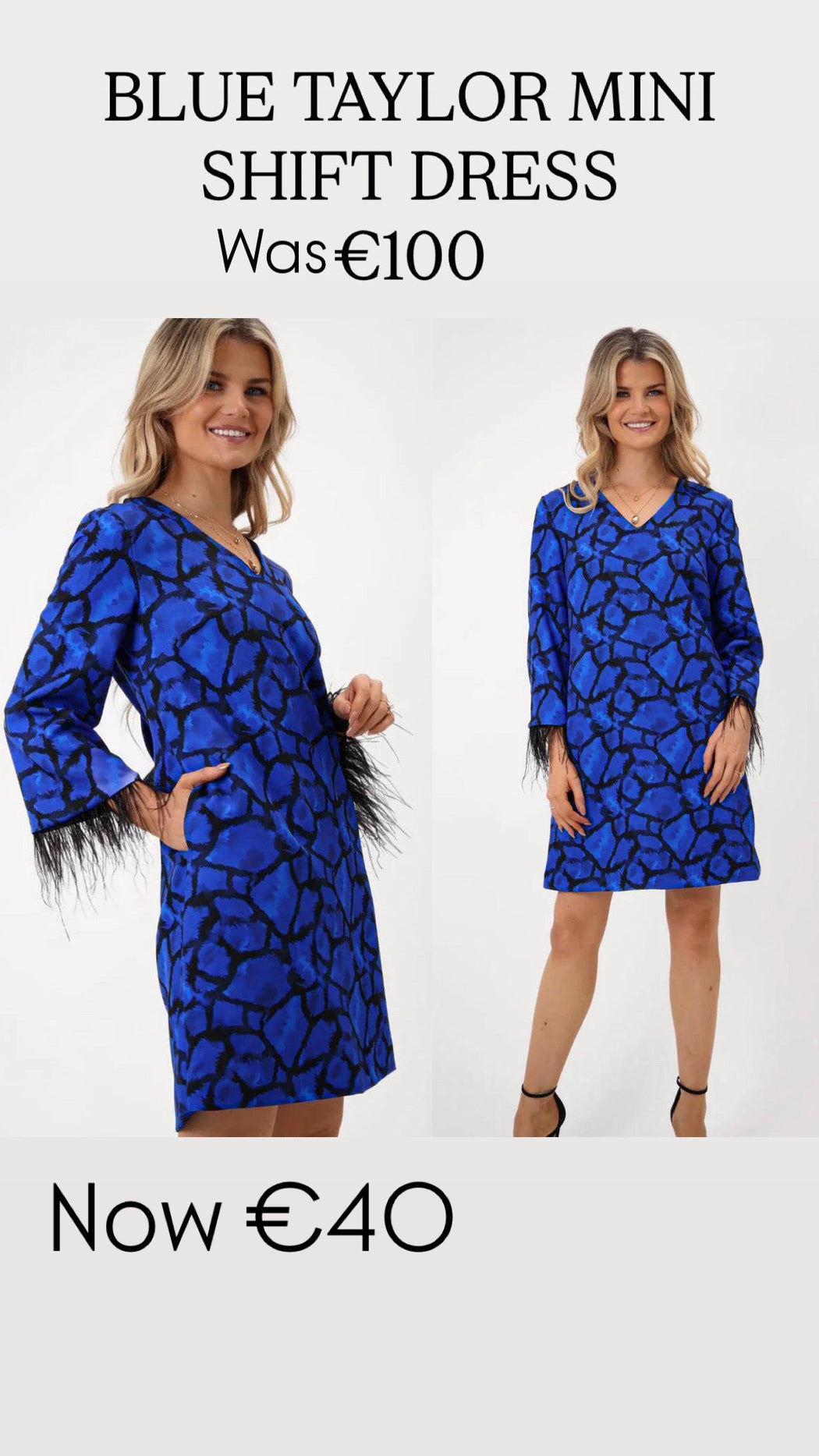 BLUE TAYLOR MINI SHIFT DRESS