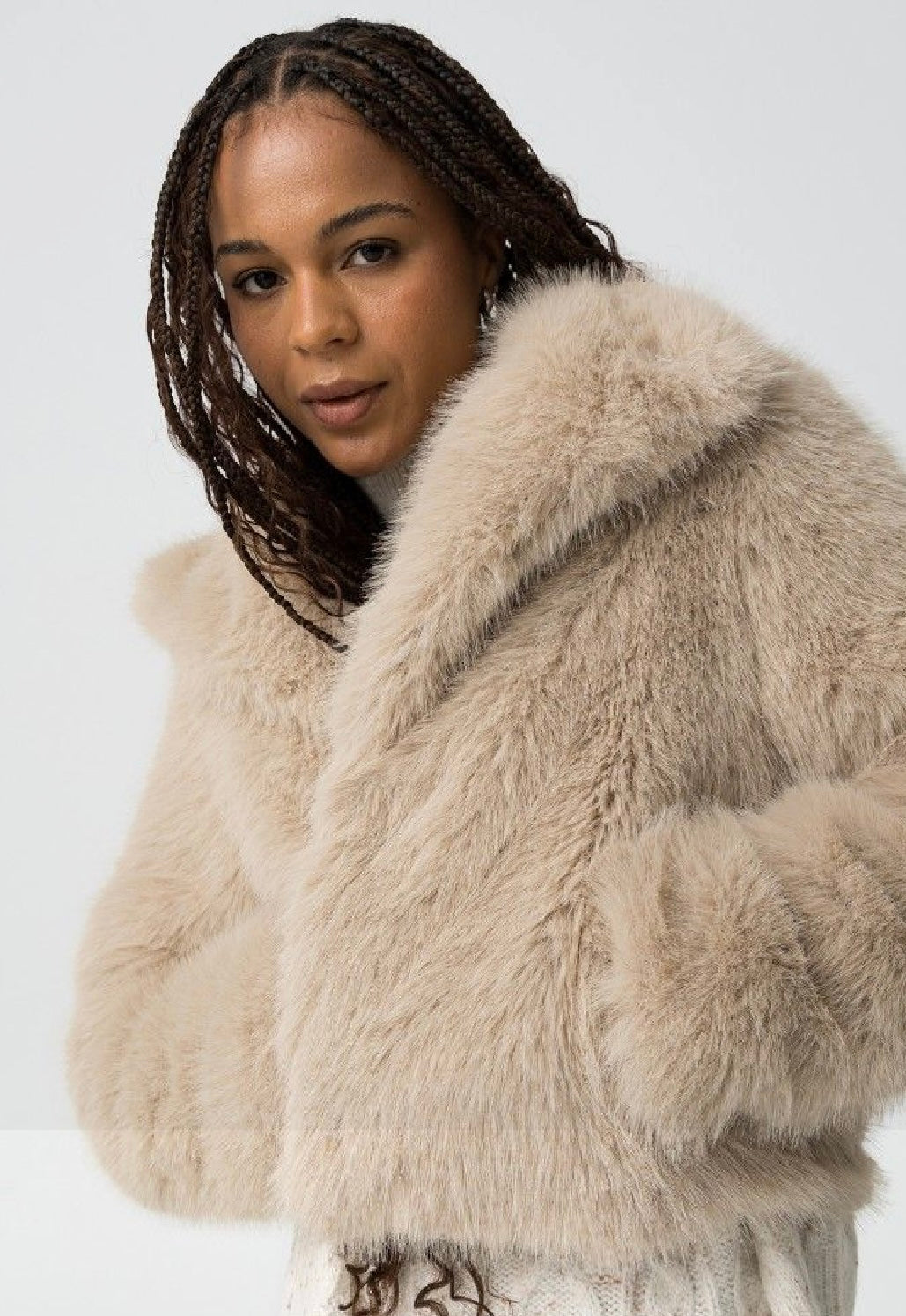 Thretha champagne faux fur jacket