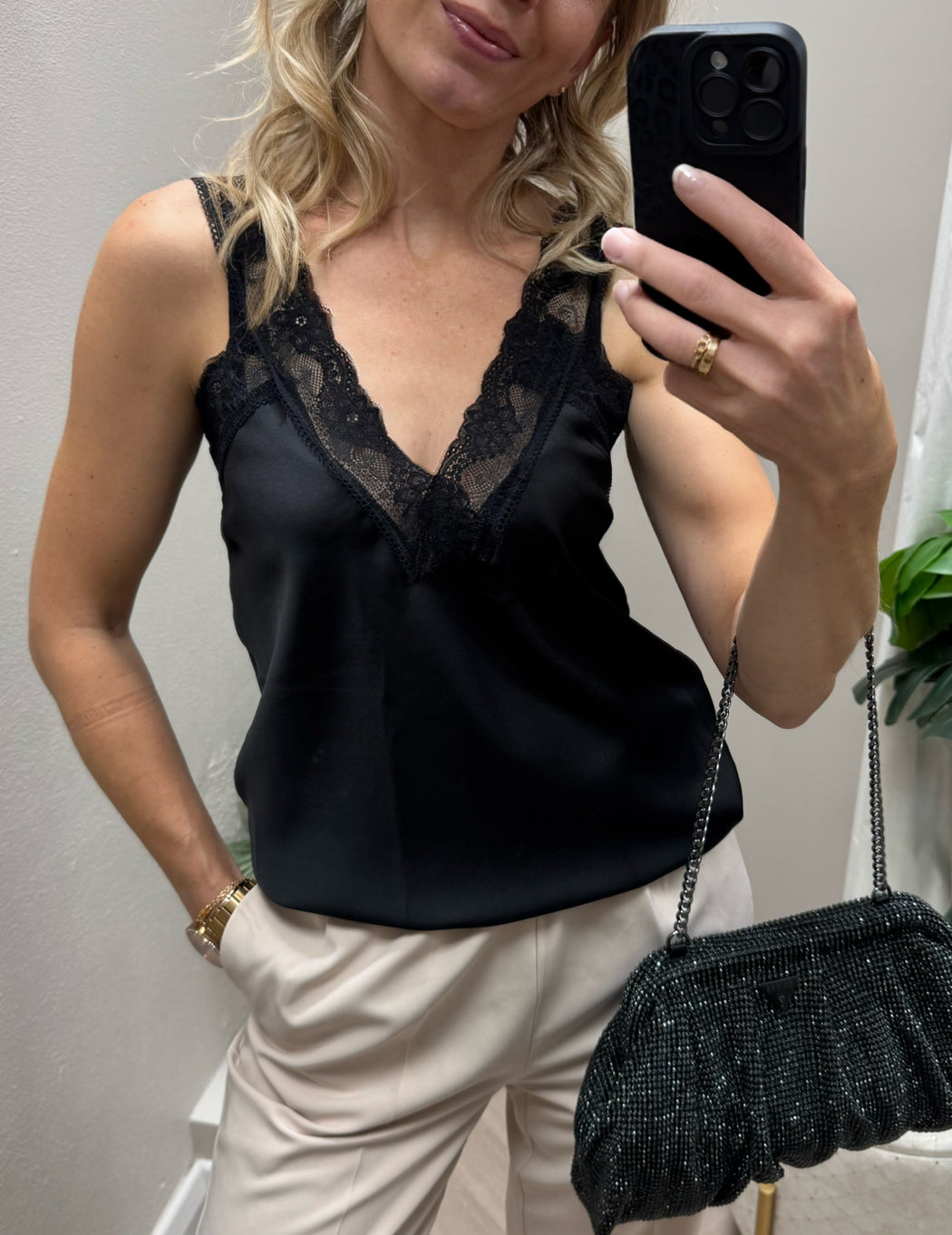 Black lace cami