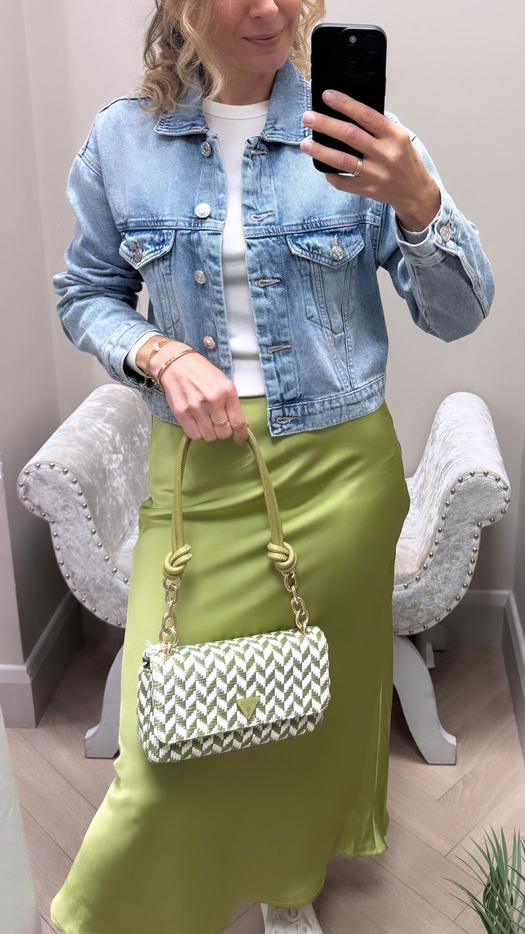 Kansas lime green midi skirt