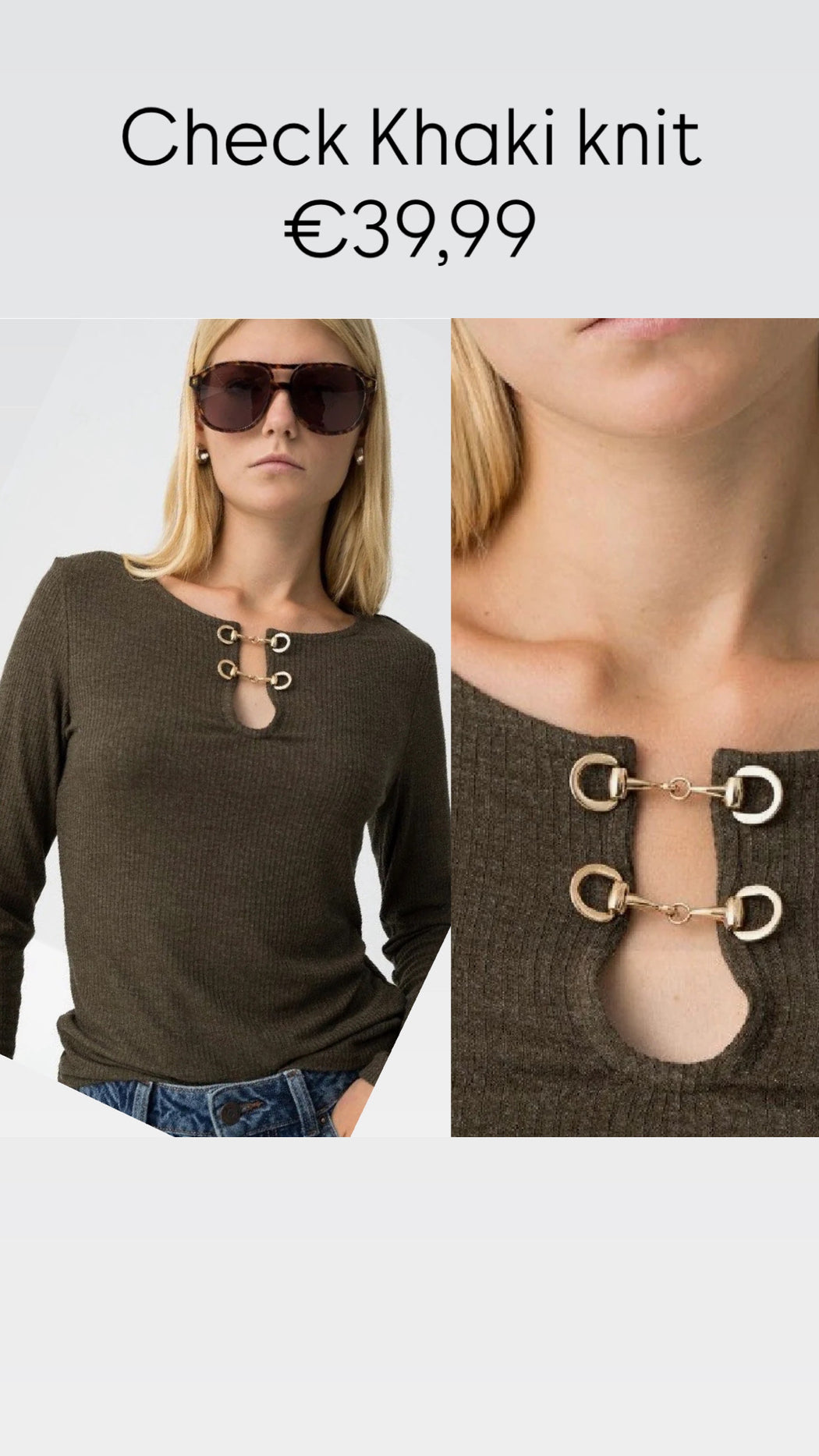 Check Khaki knit