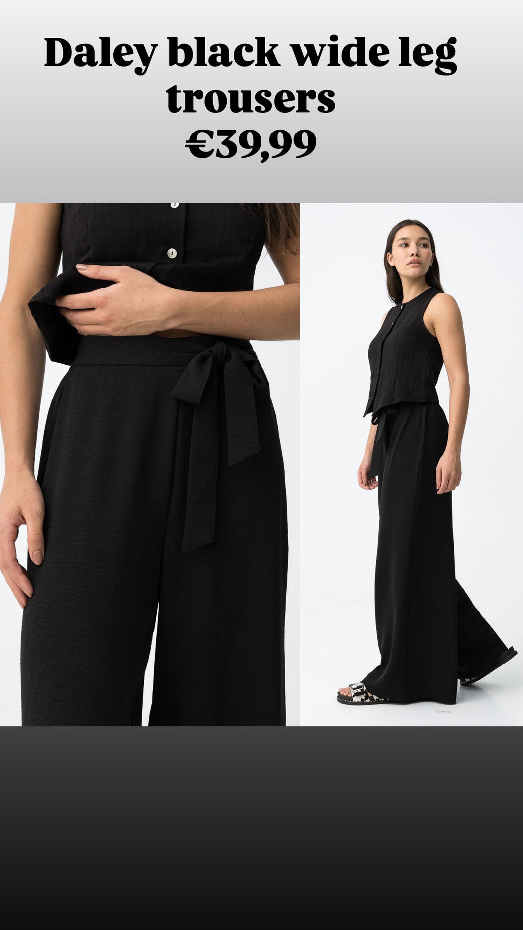 Daley black wide leg trousers