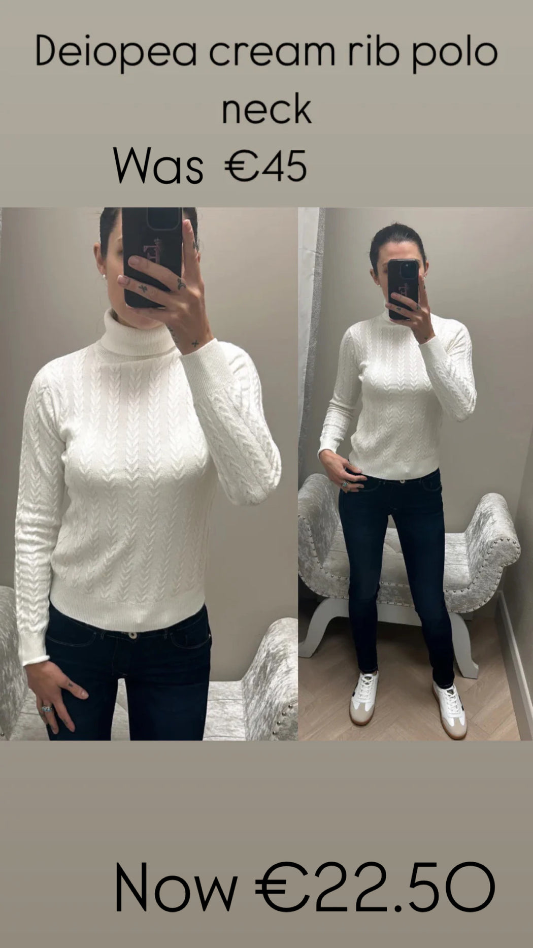 Deiopea cream rib polo neck