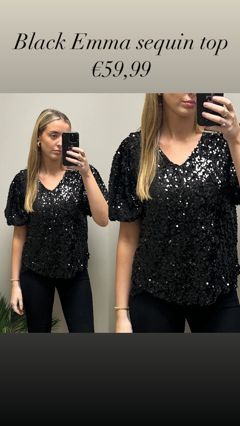 Black  Emma sequin top