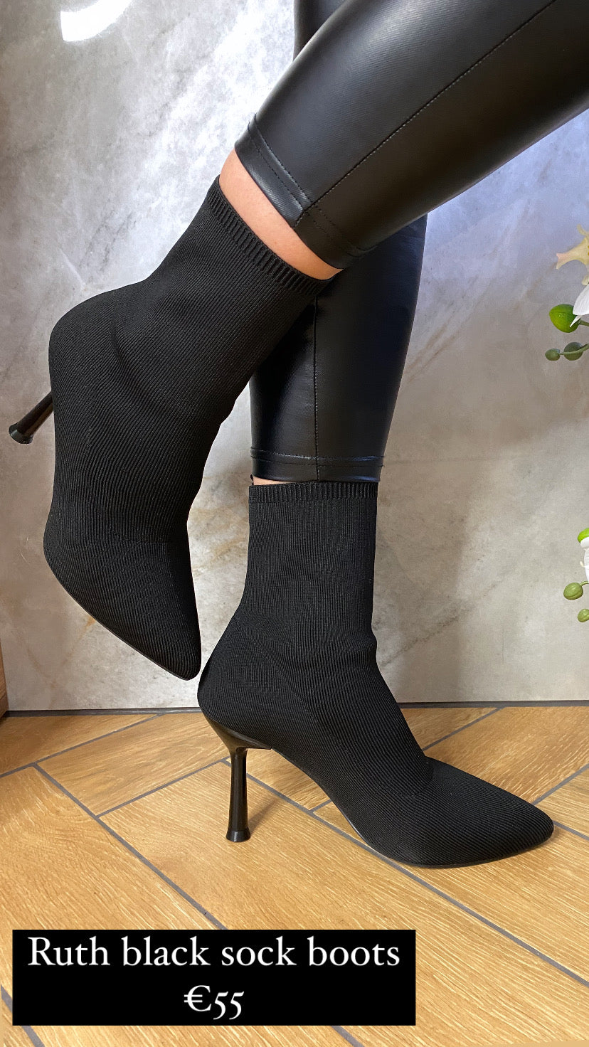 Ruth black sock boots