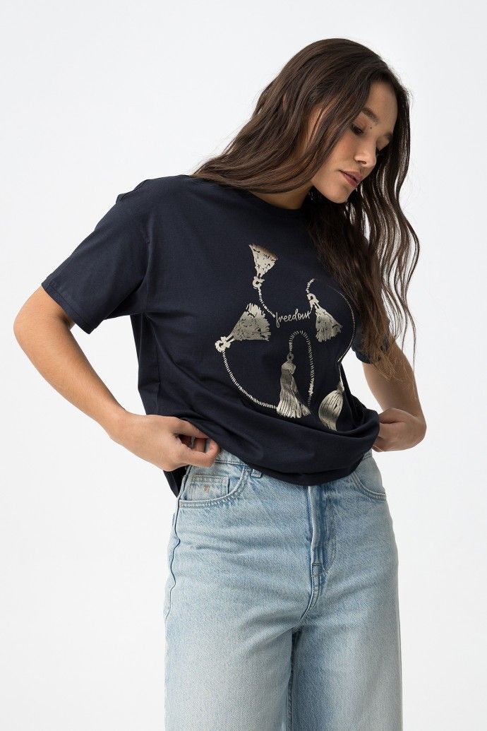 Maizena -10  navy t/shirt with gold print