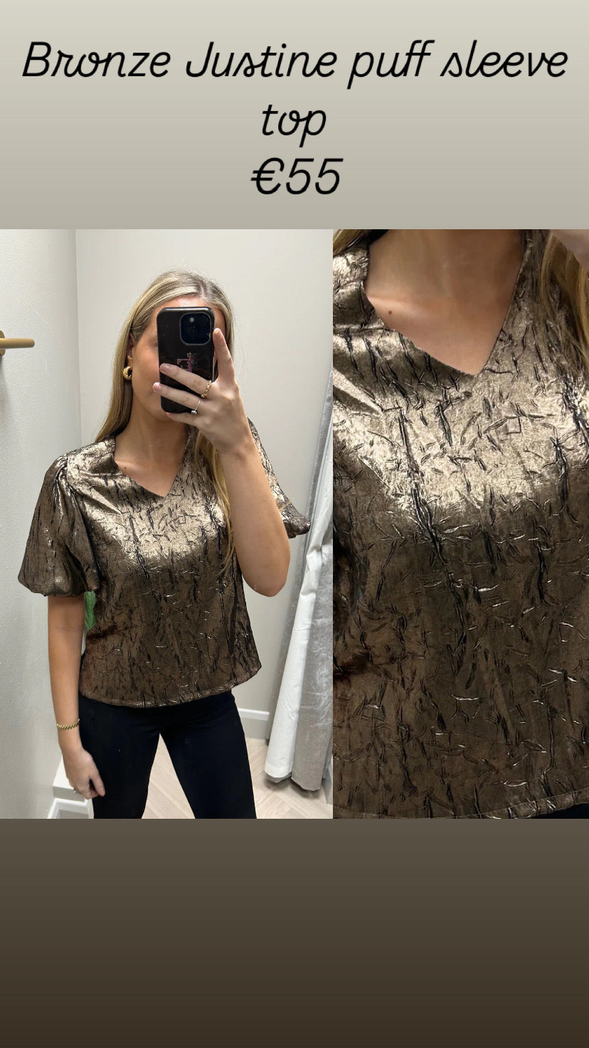 Bronze Justine puff sleeve top