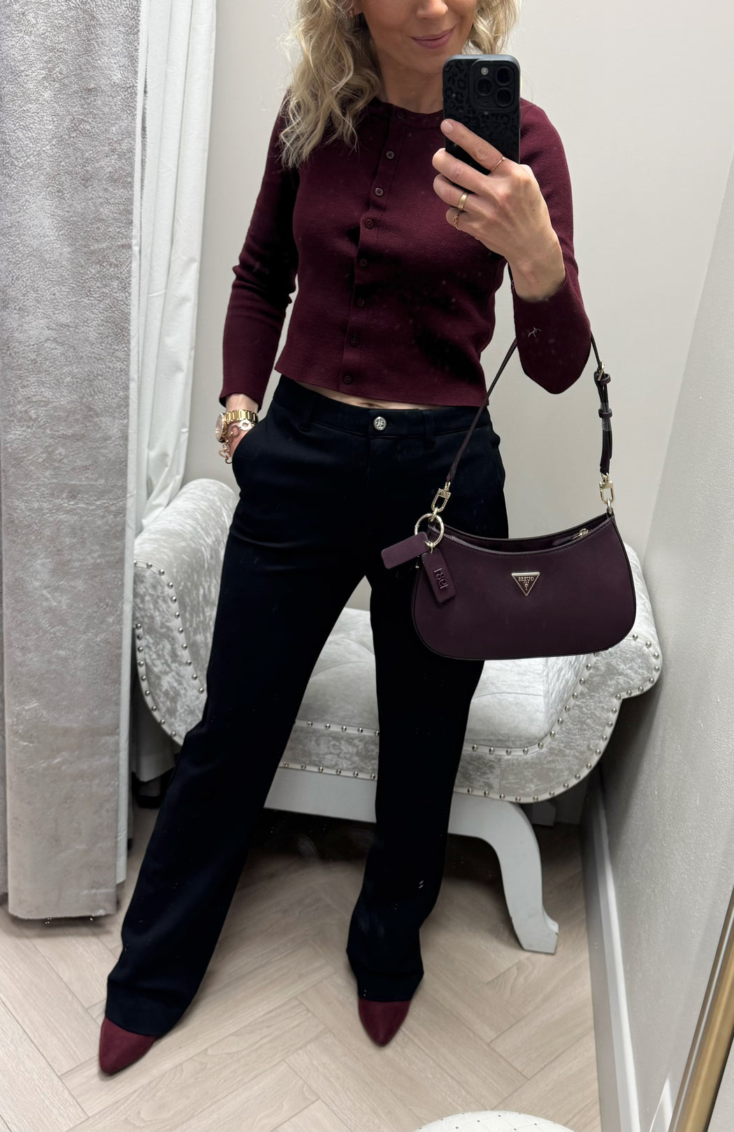 Black guess zoe pants W5RB30KCMU2