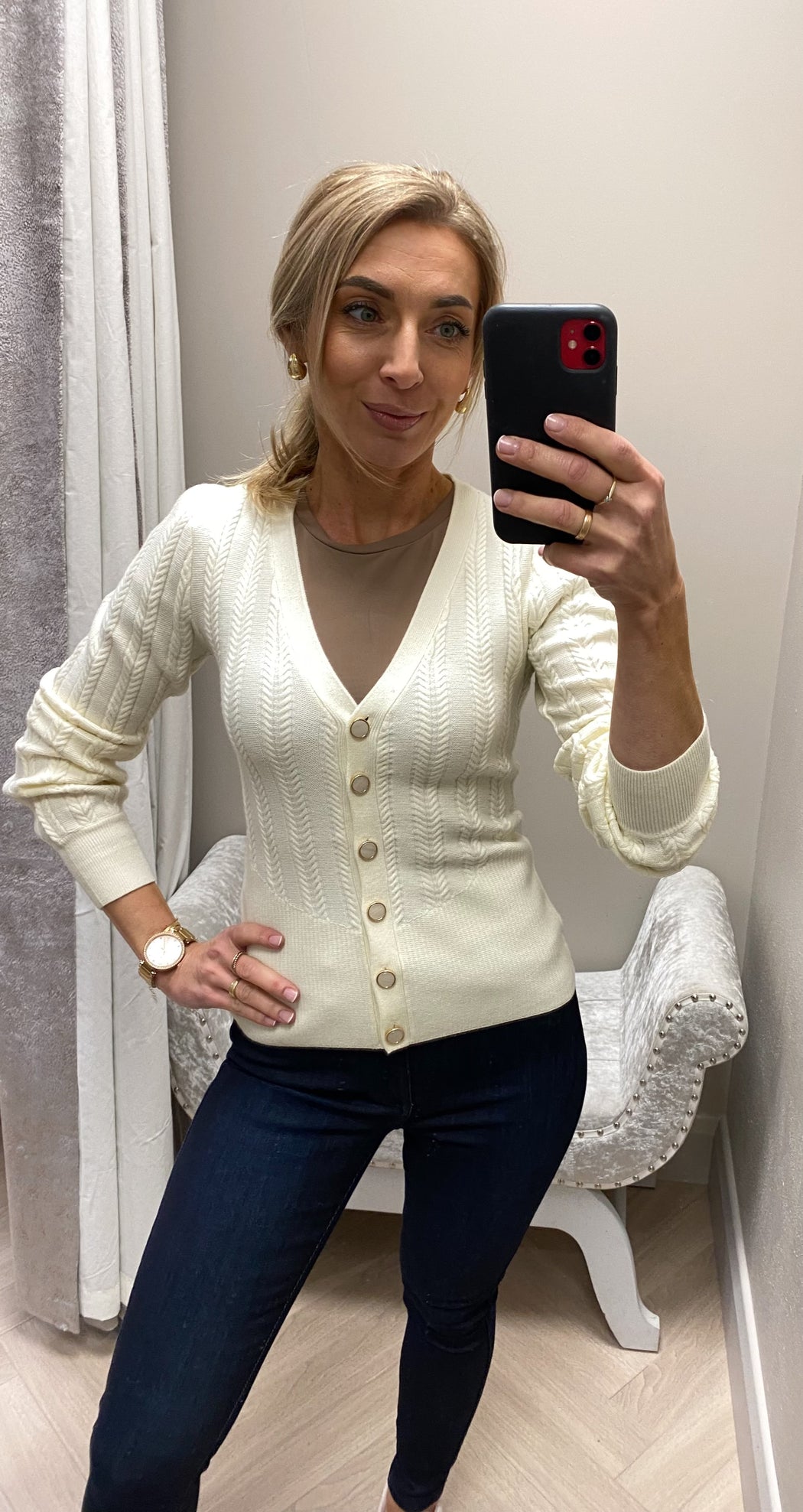 W4br31z2v42 guess cream  ribbed cardi