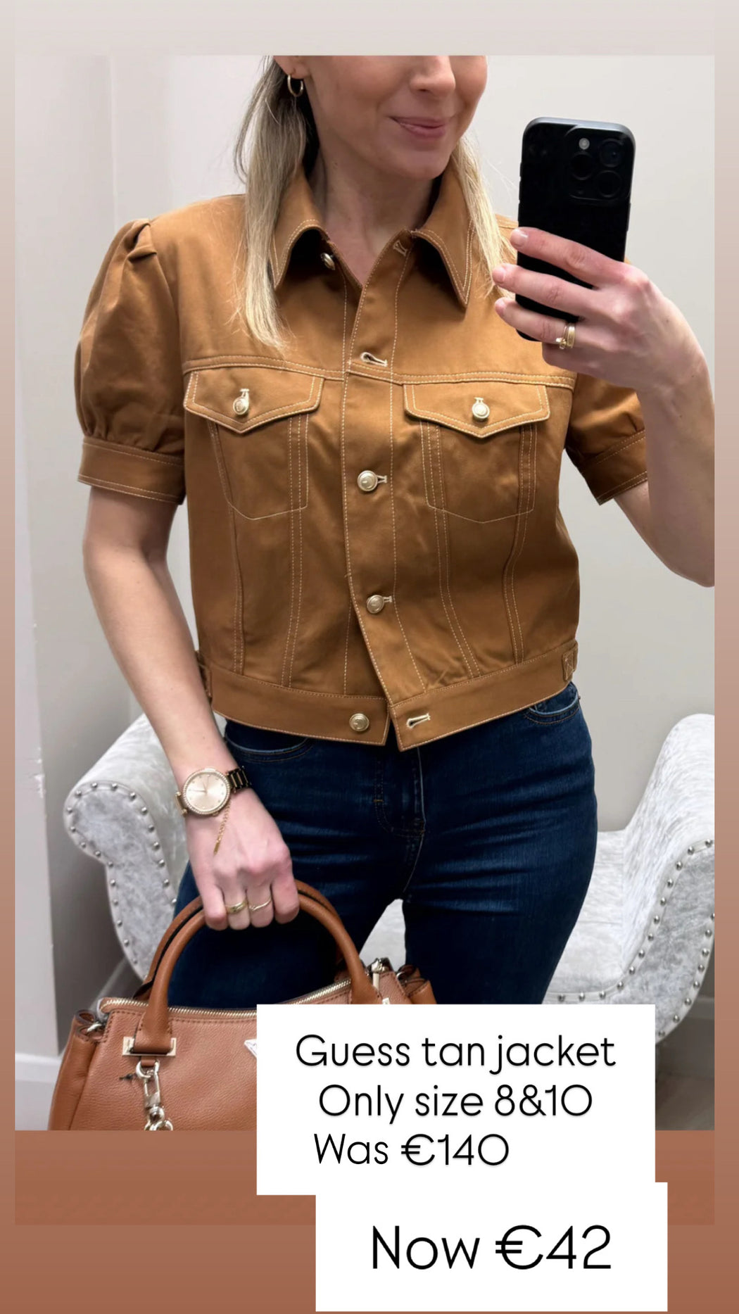 Guess tan jacket w6gl08w1804
