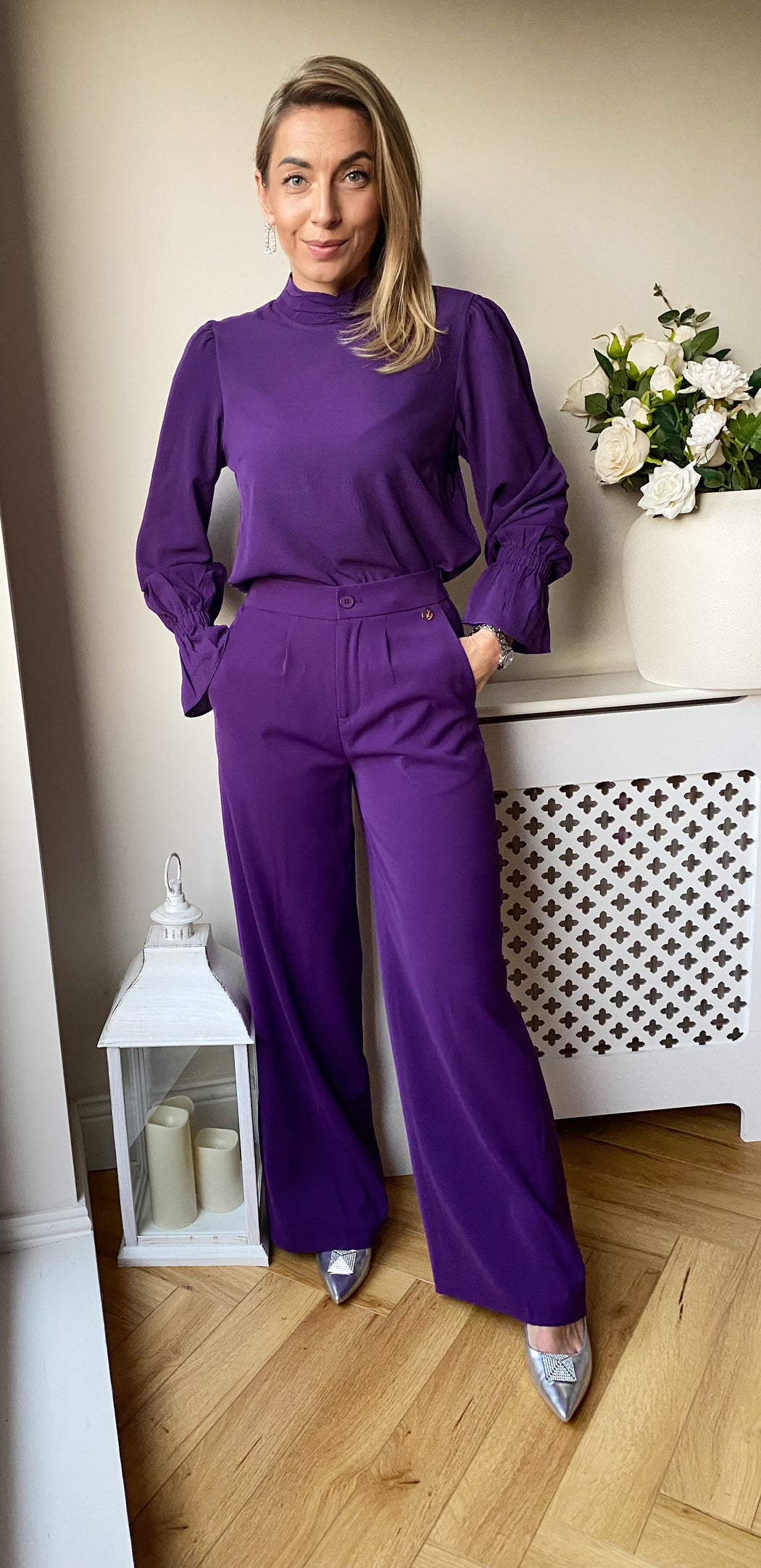 Sally wide leg purple trousers