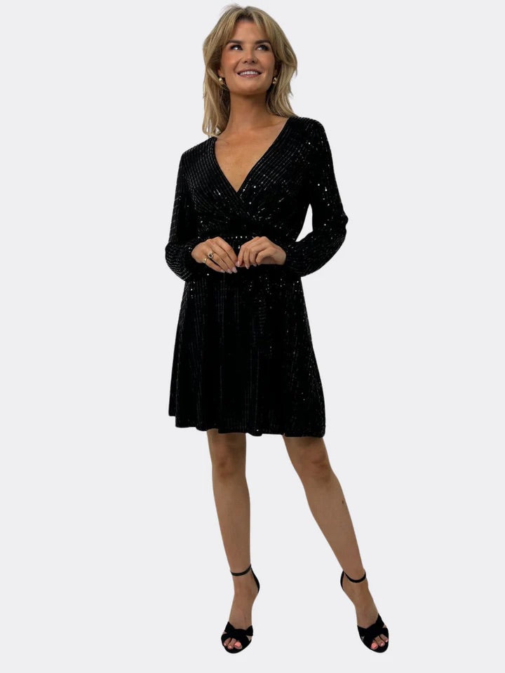 Kylie mini dress in black sparkle