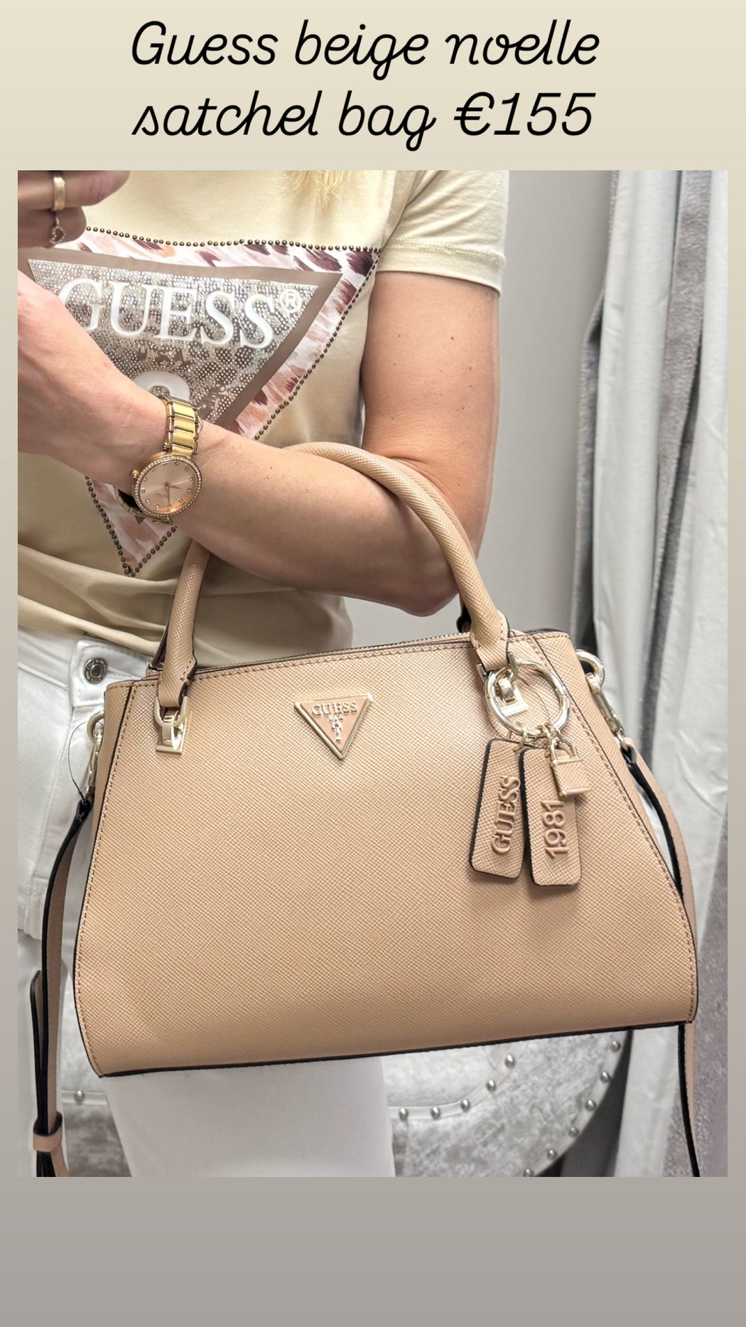 Guess beige noelle satchel bag ZG787907