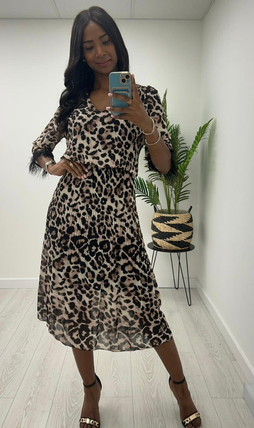 Jessica leopard  feather midi