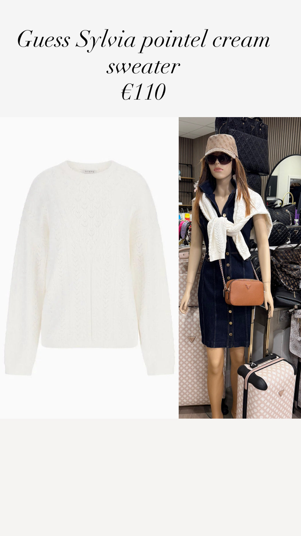 Guess Sylvia pointel cream sweater