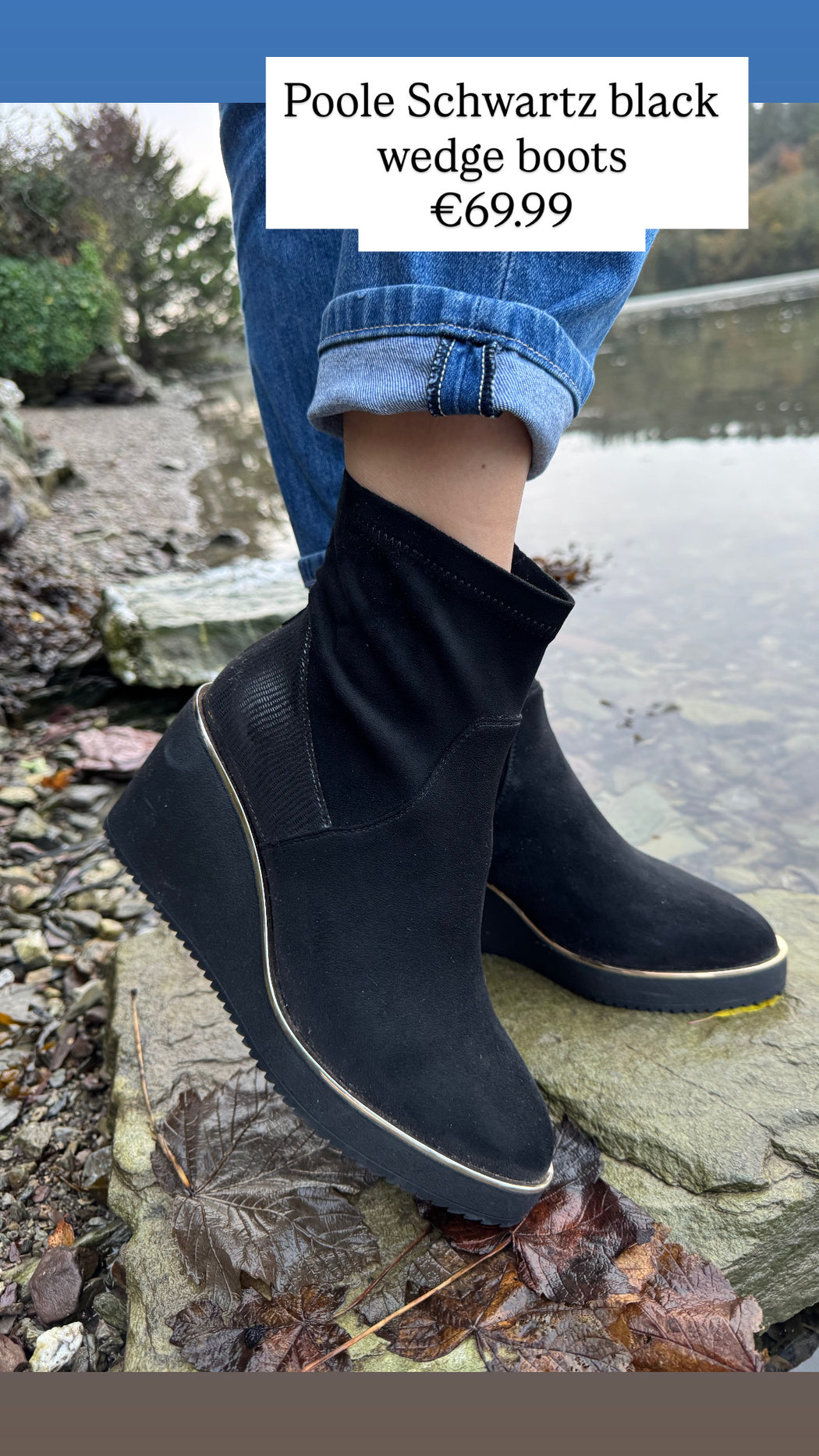 Poole Schwartz black wedge boots