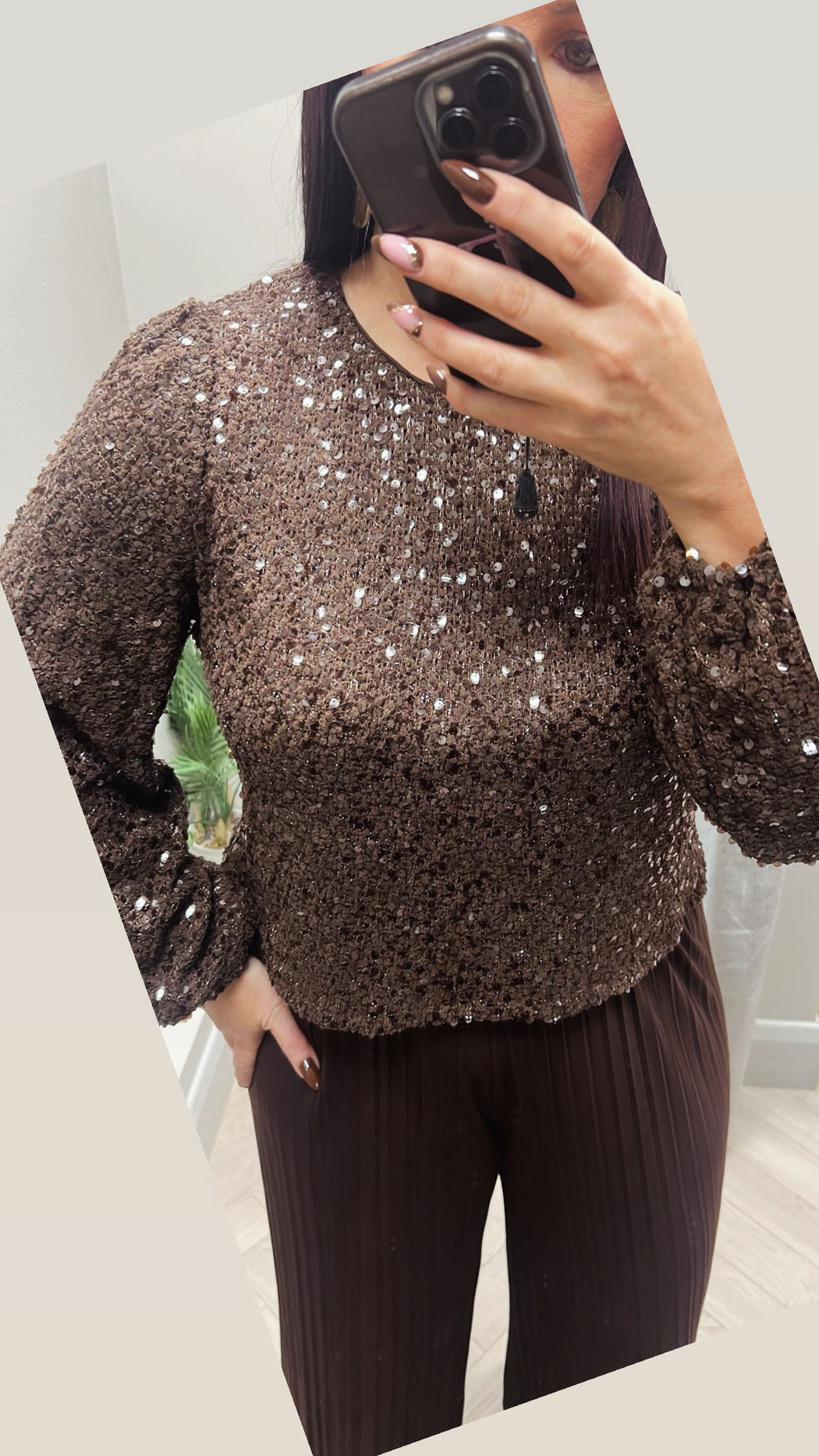 Brown caprise top