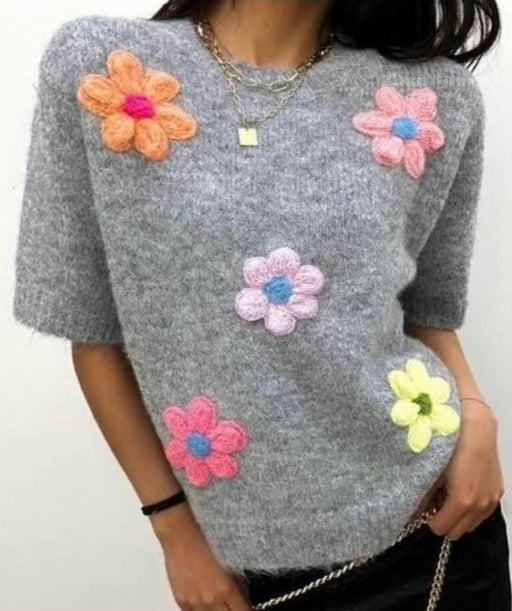 D20036 grey daisy knit