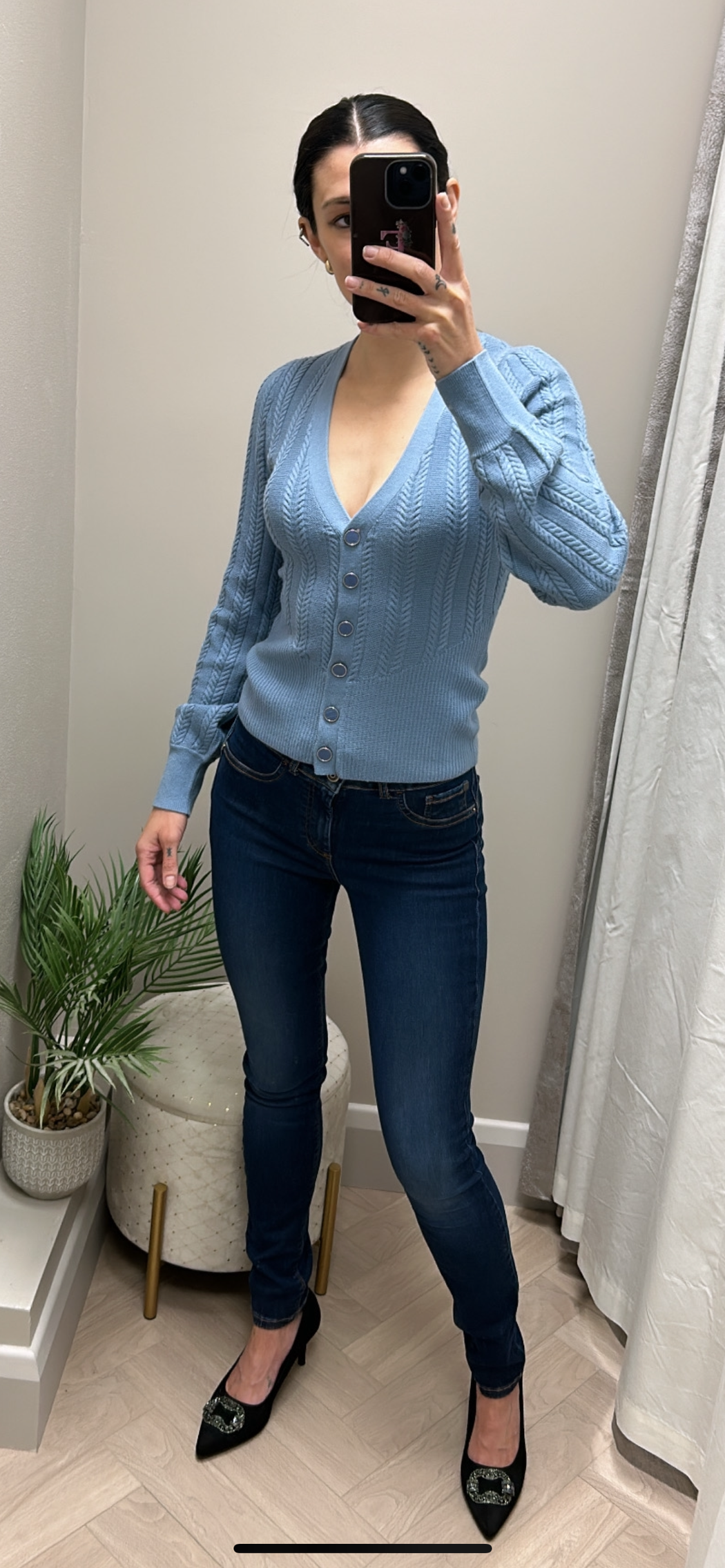 W4br31z2v42 guess blue ribbed cardi