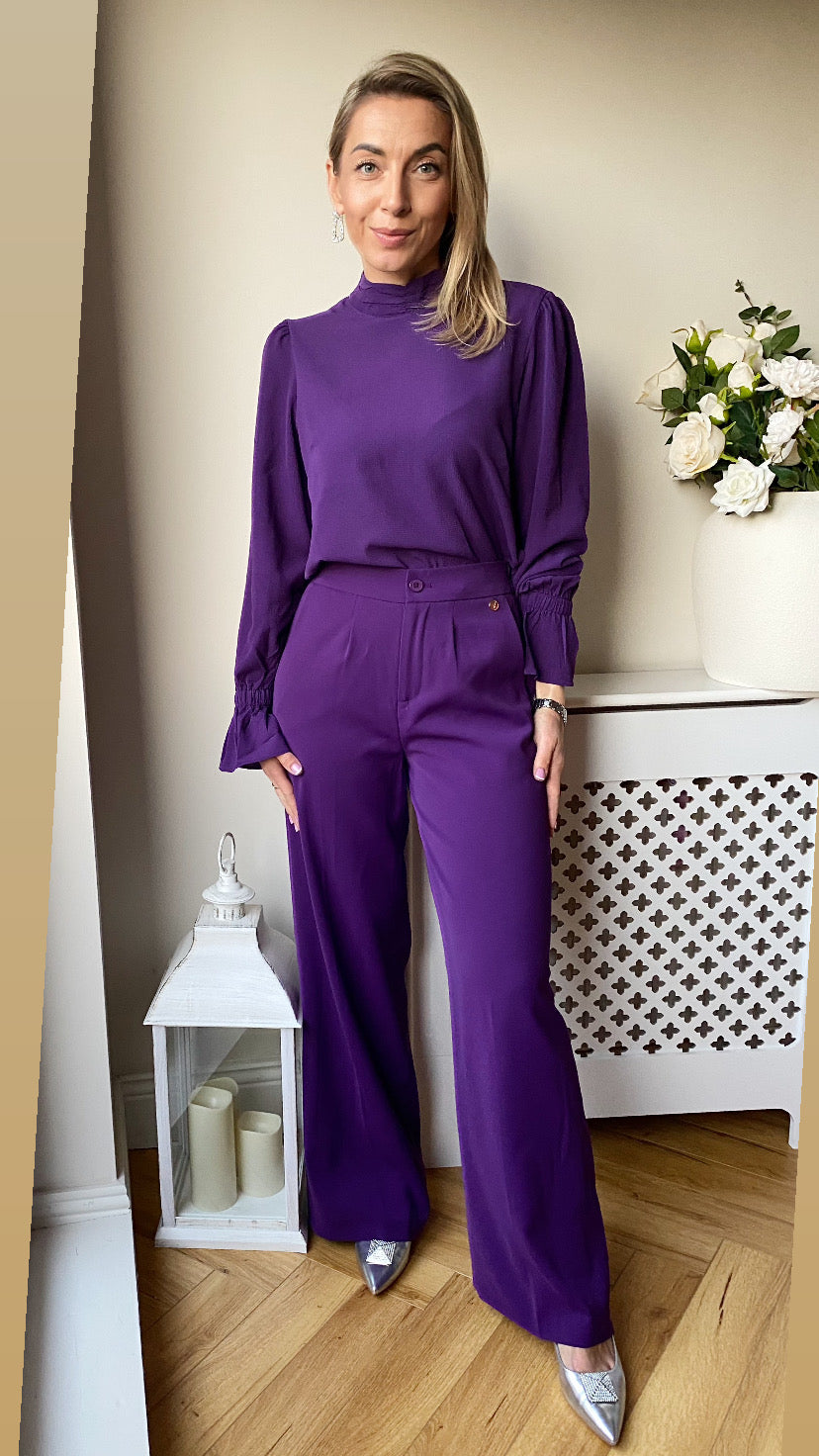 Sally wide leg purple trousers