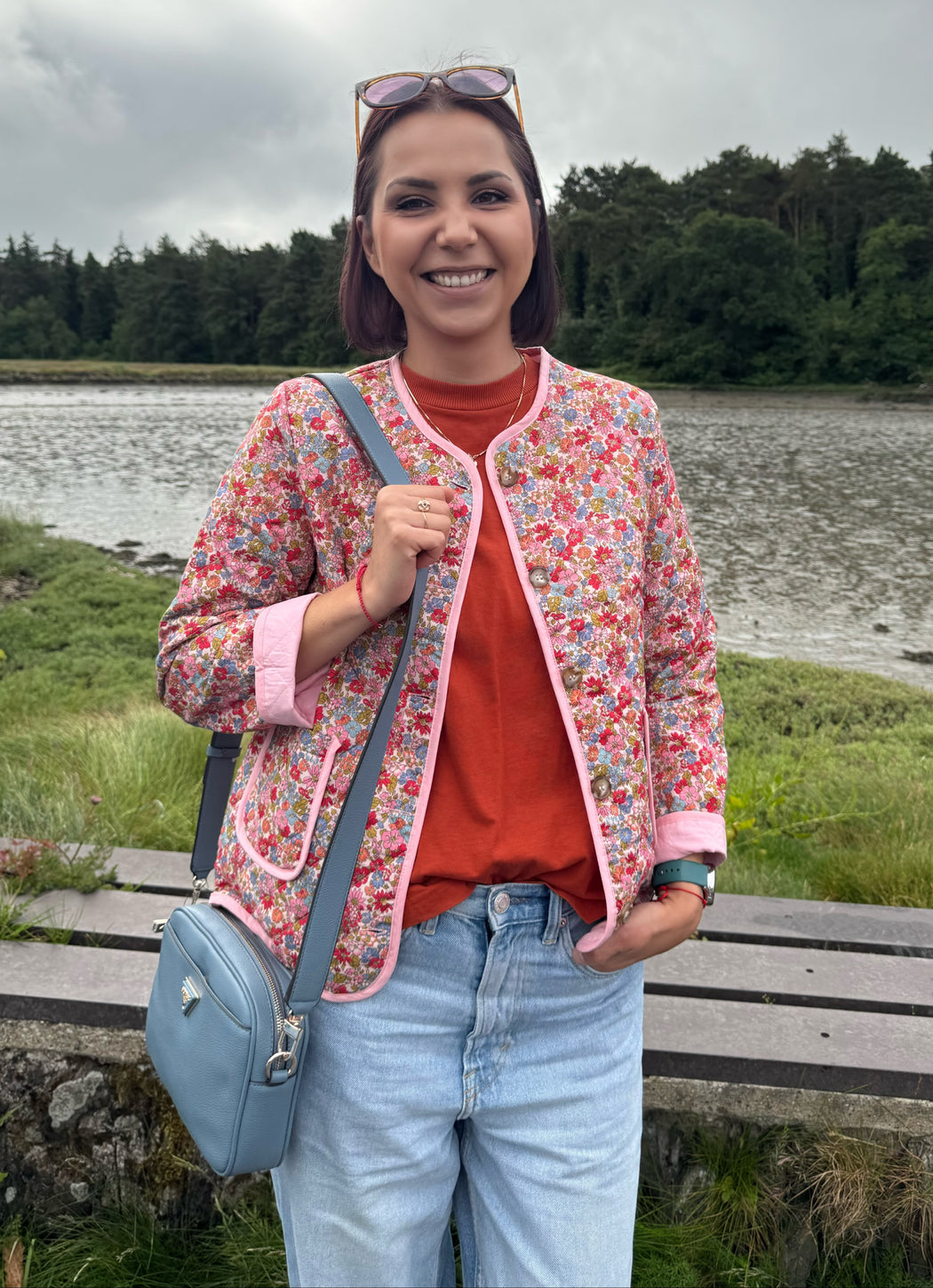 Lili pink flower quilted jacket