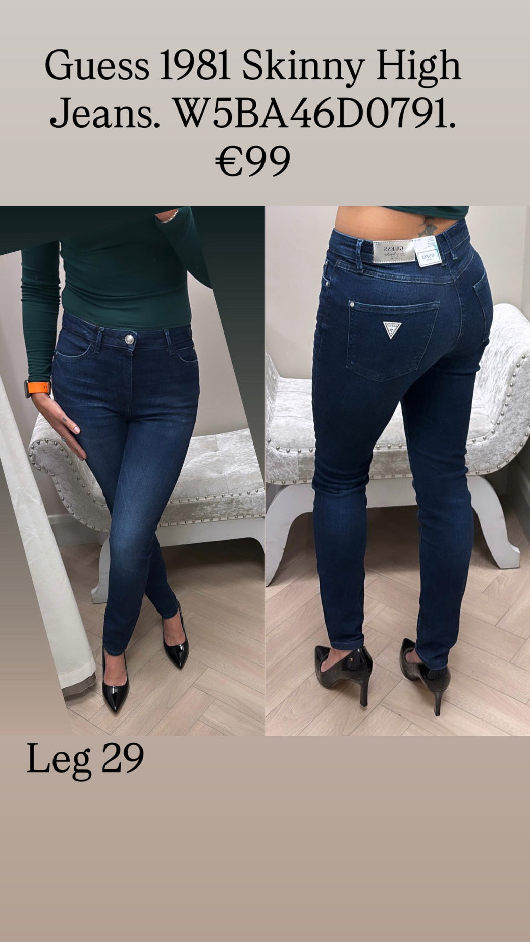 Guess 1981 Skinny High Jeans. W5BA46D0791.