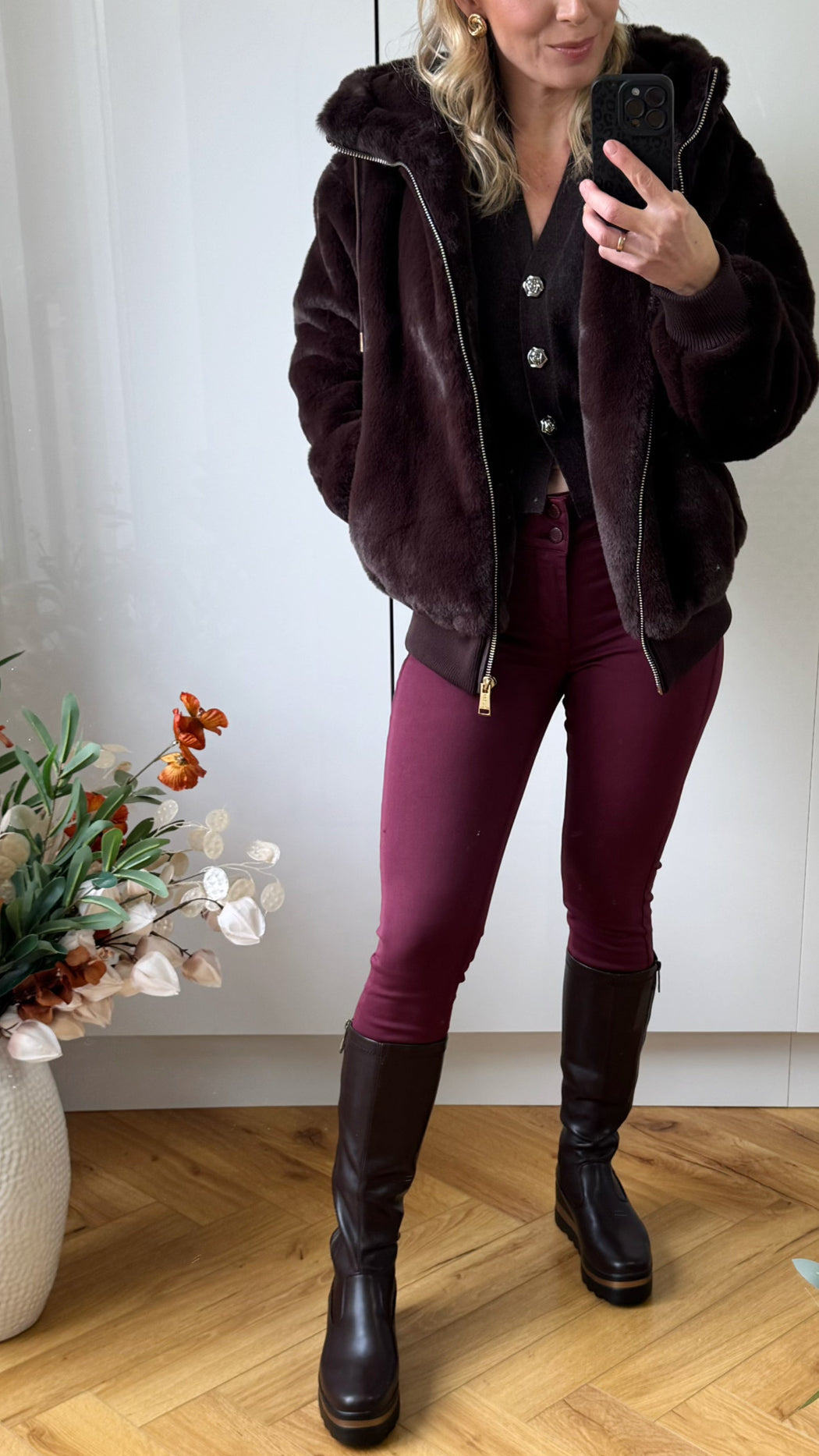 One size wine double up jeans