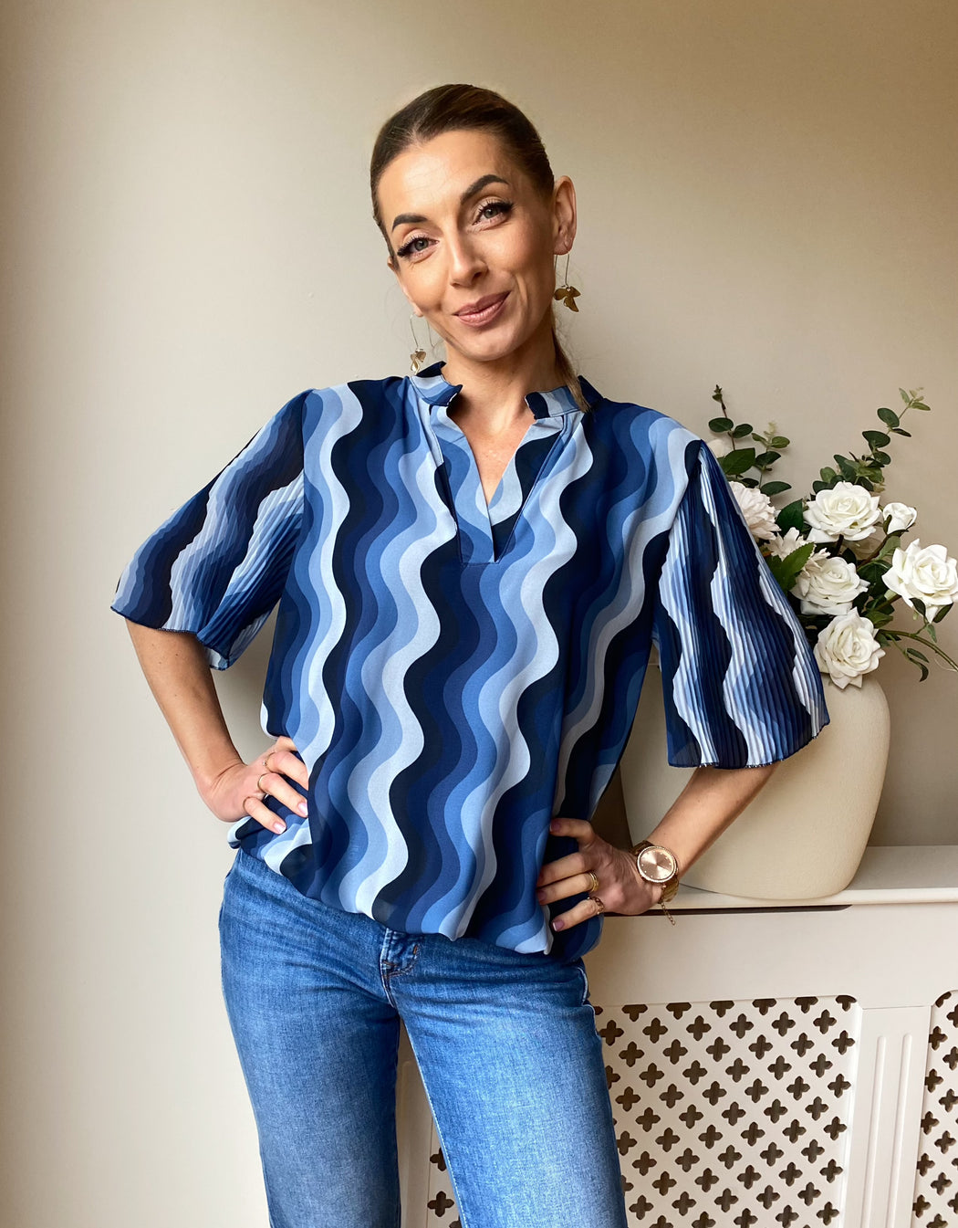 Dixie blue  print top