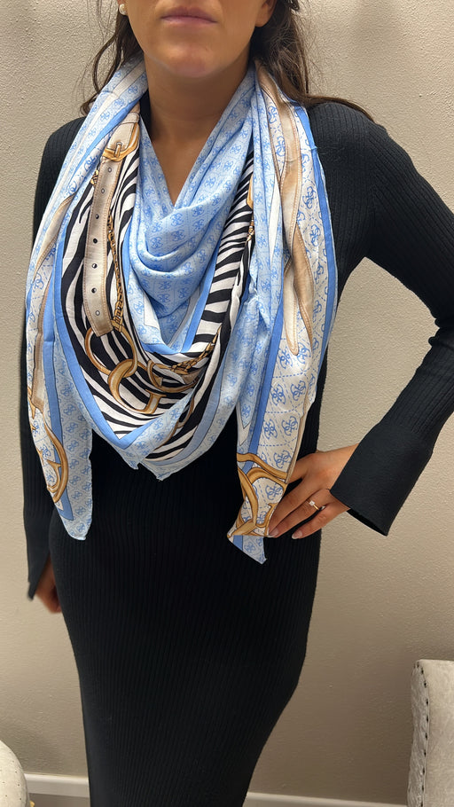 AW5302SIL03 guess blue chain detail scarf