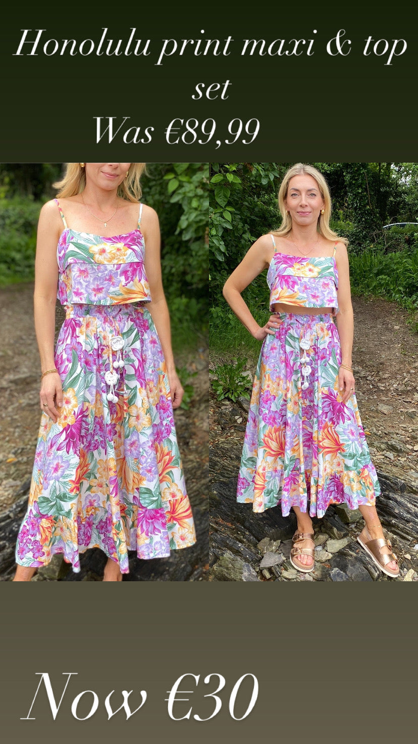 Honolulu print maxi & top set