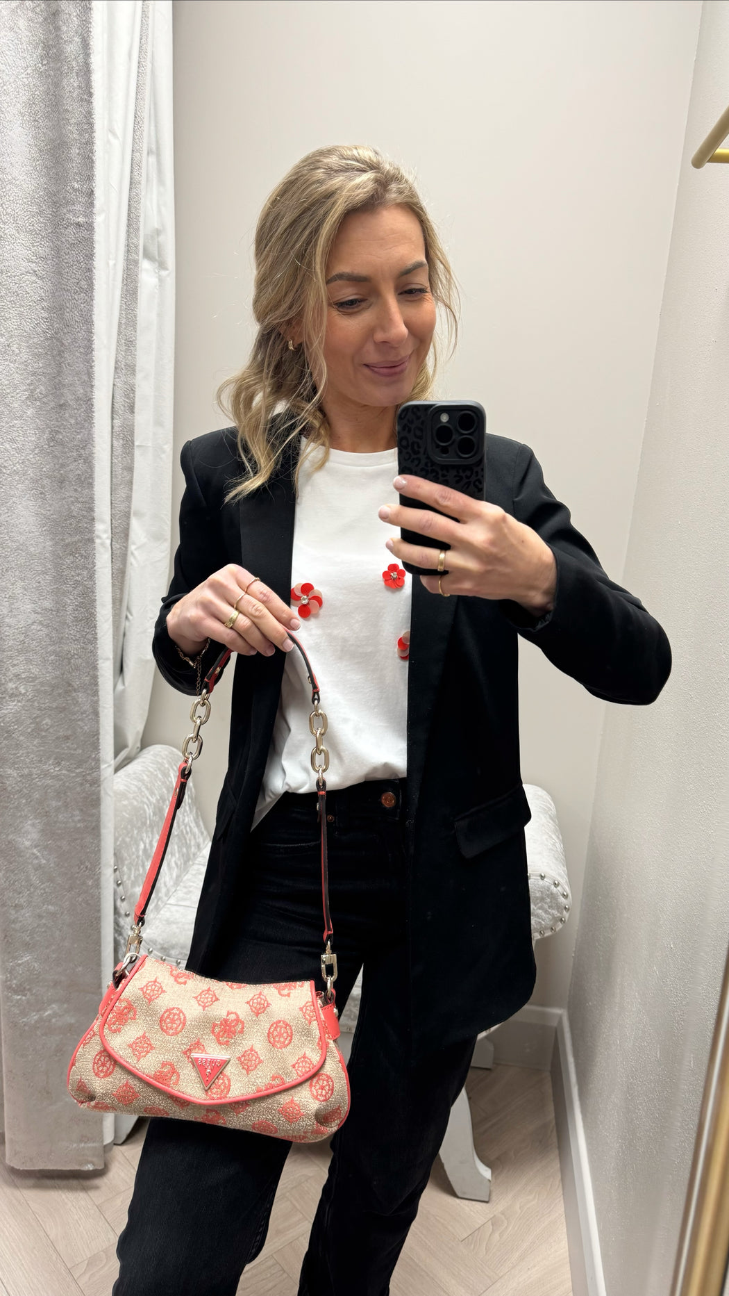 Guess coral red logo beyza shoulder bag JG962719