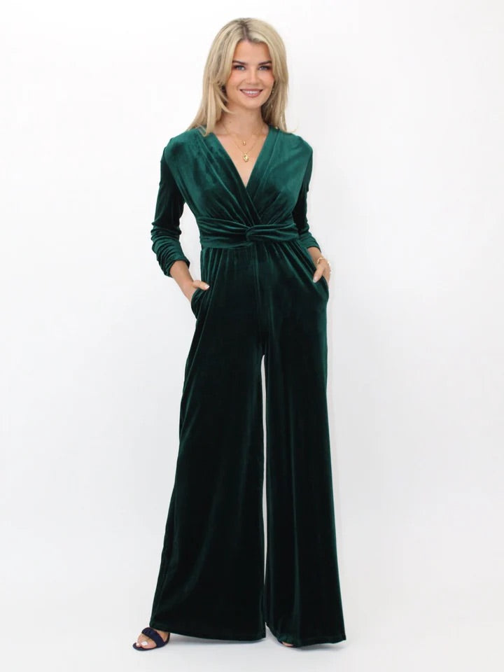 Sophia green velvet jumpsuit