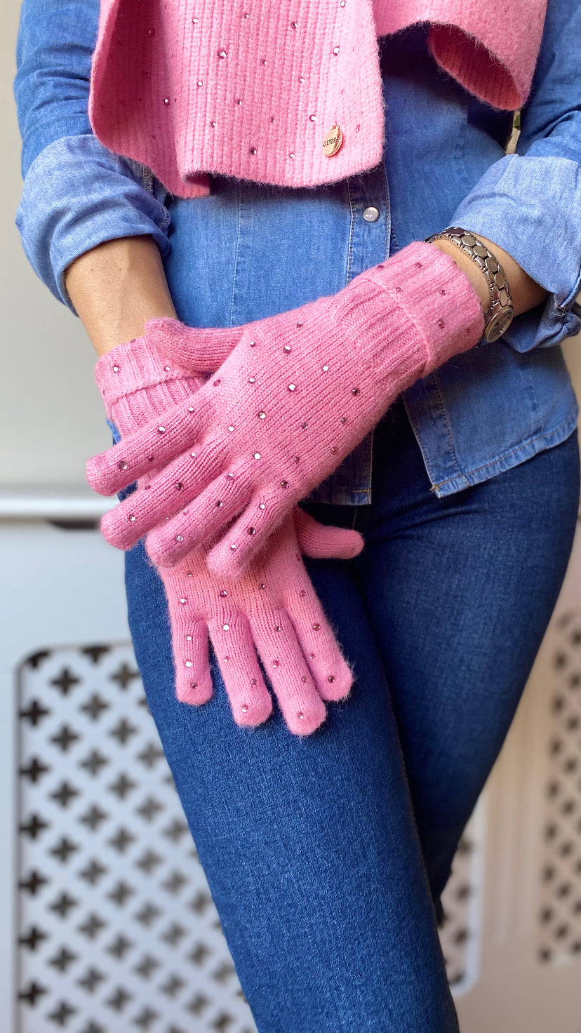 Guess diamonde pink glove