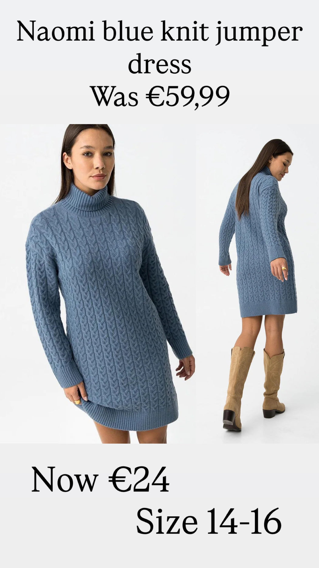 Naomi blue knit jumper dress