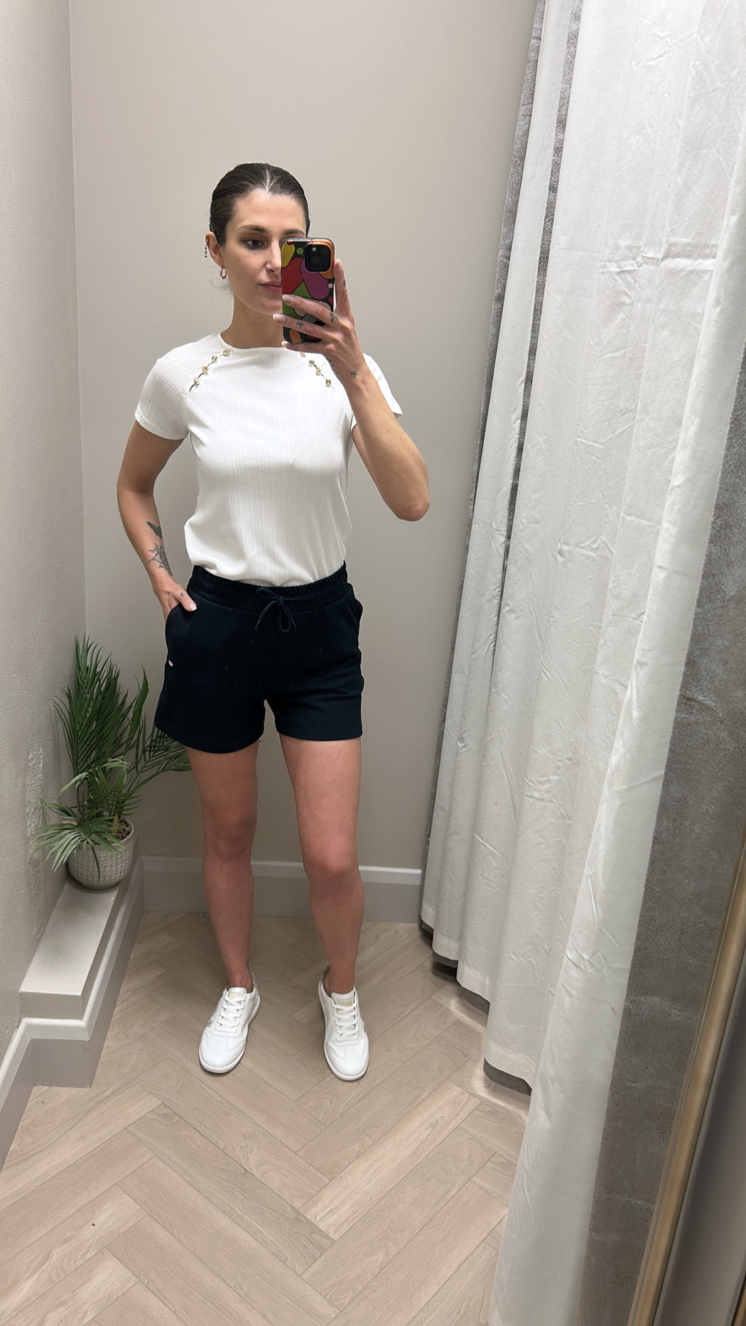 Reggy white diamanté stud detail top