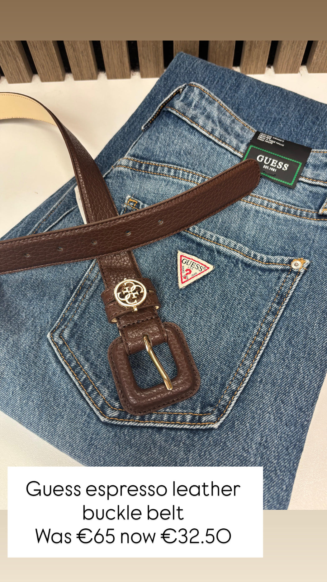 Guess espresso leather buckle belt 
BW9329P6130 - ESP