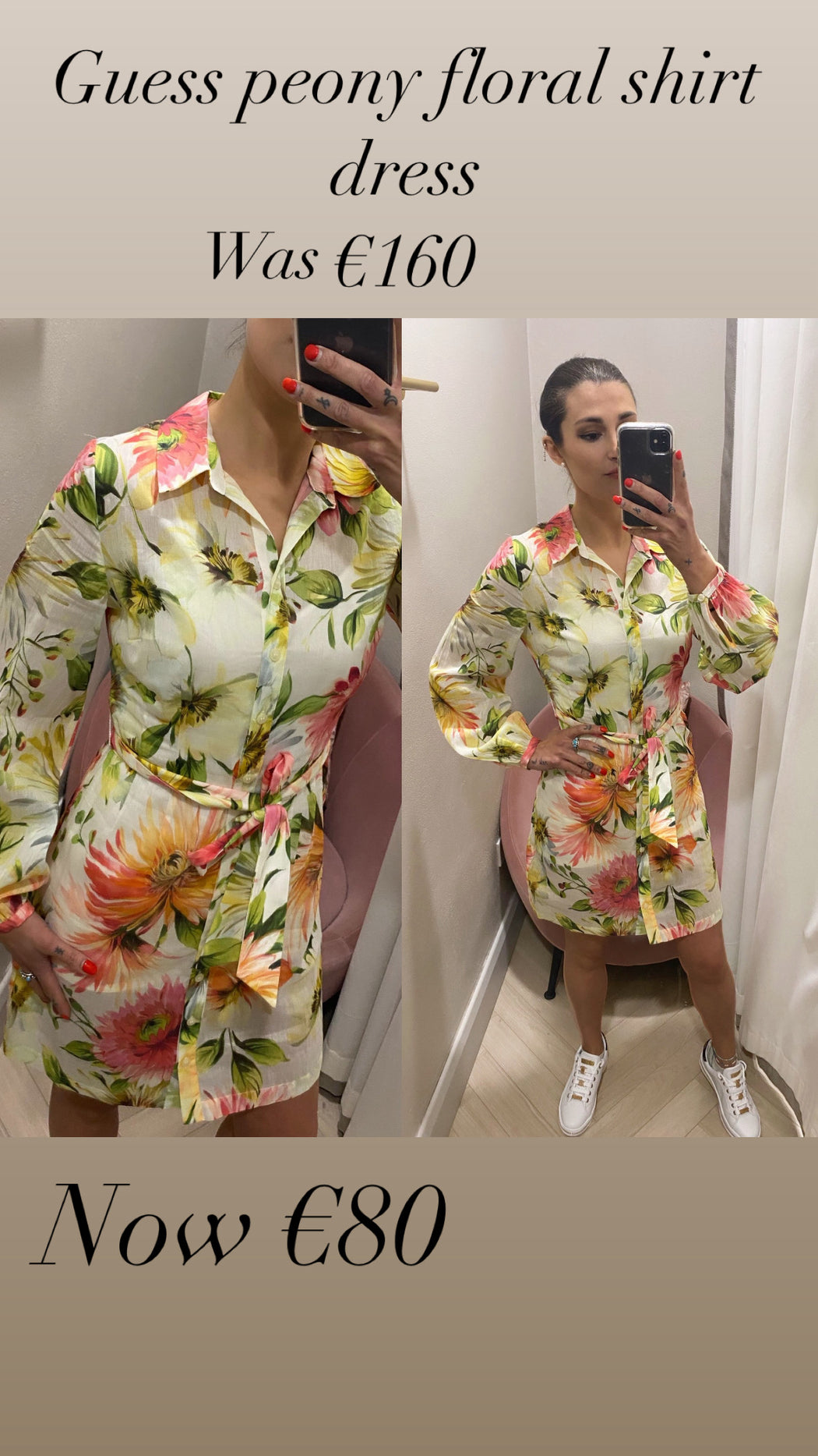 Guess peony floral shirt dress W5GK65WH6C0