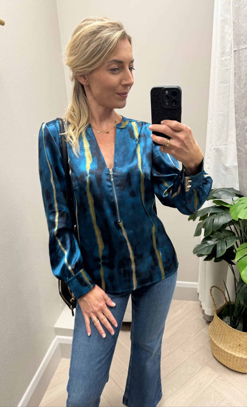 Shannon teal print top